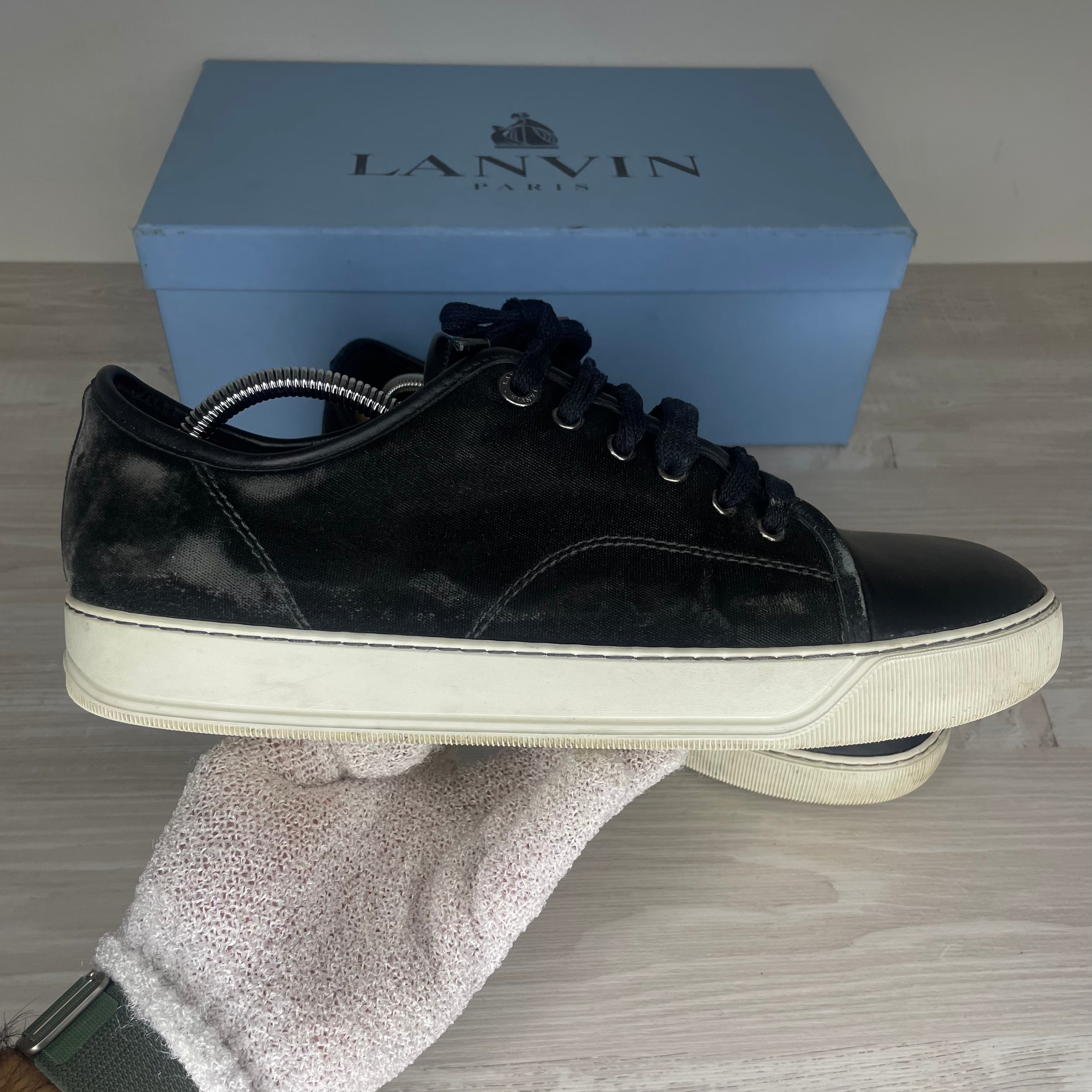 Lanvin Sneakers, 'Black Velour' Mat Toe (44)