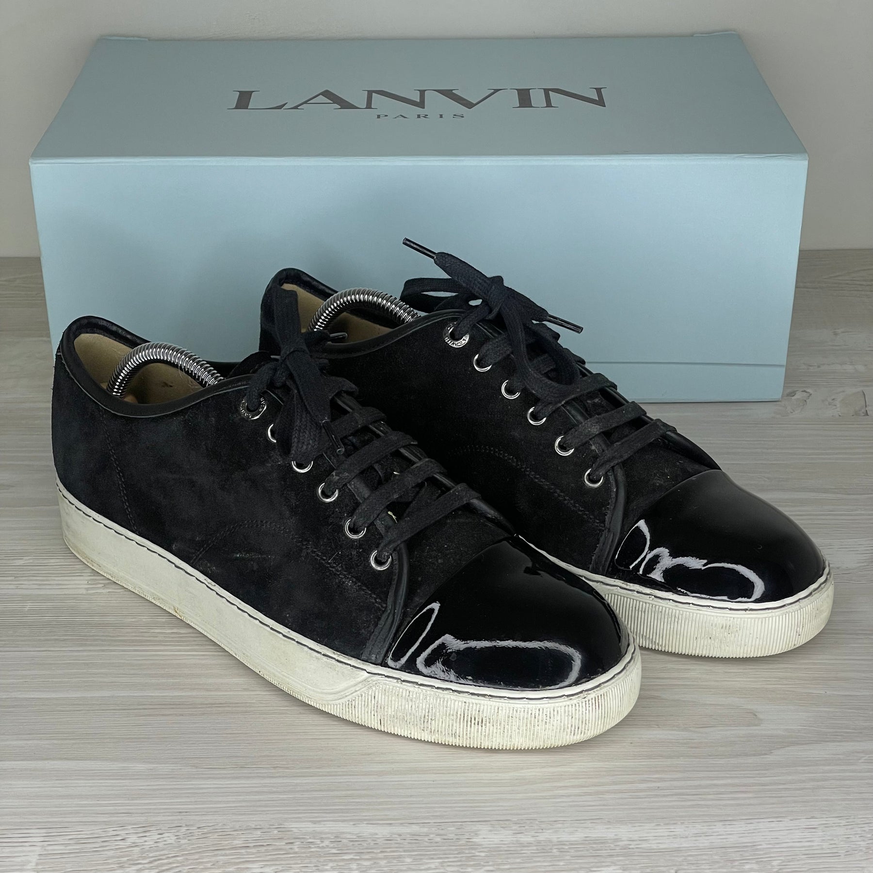 Lanvin Sneakers, 'Black Suede' Lak Toe (41)
