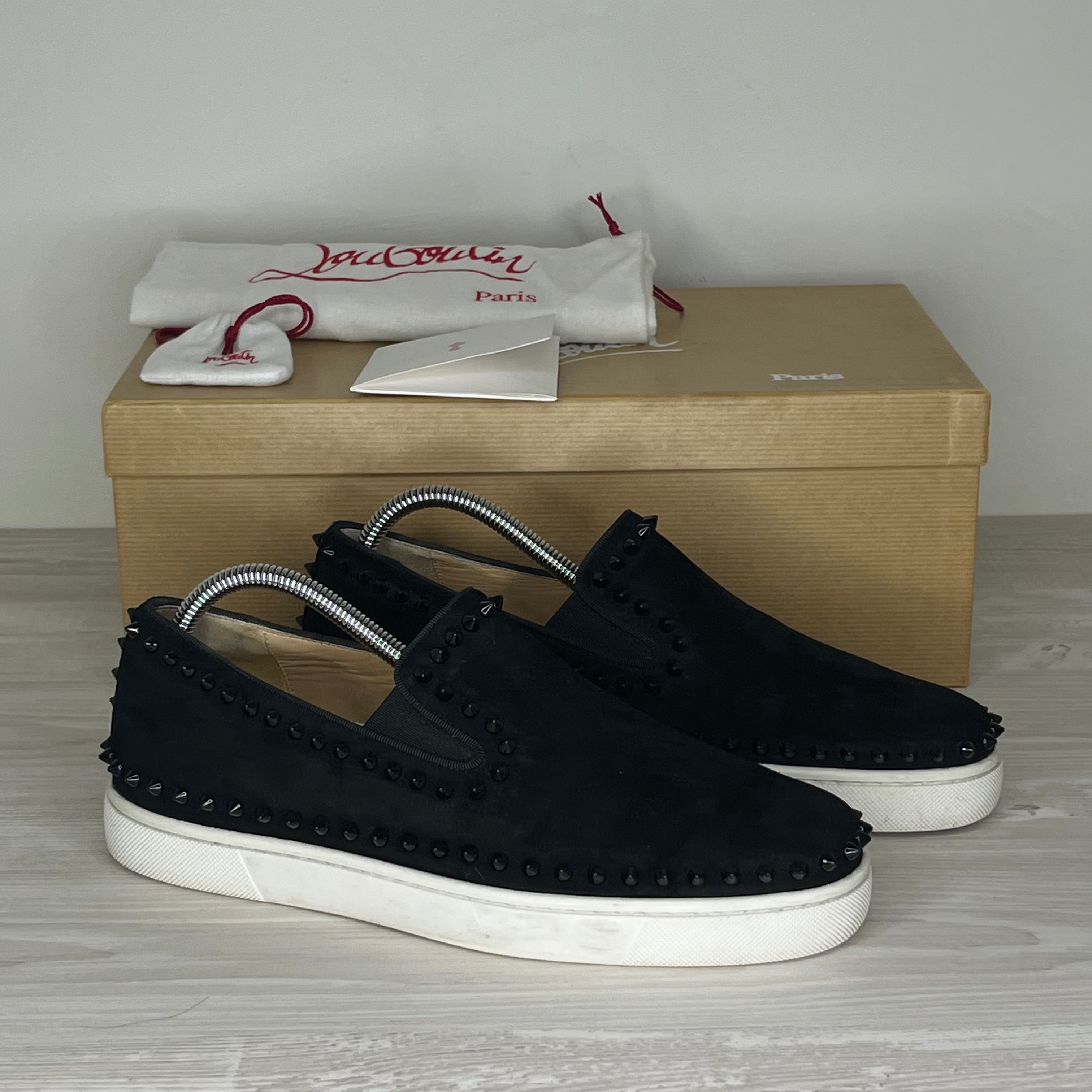 Christian Louboutin Sneakers, ‘Black Suede’ Pik Boat (41)