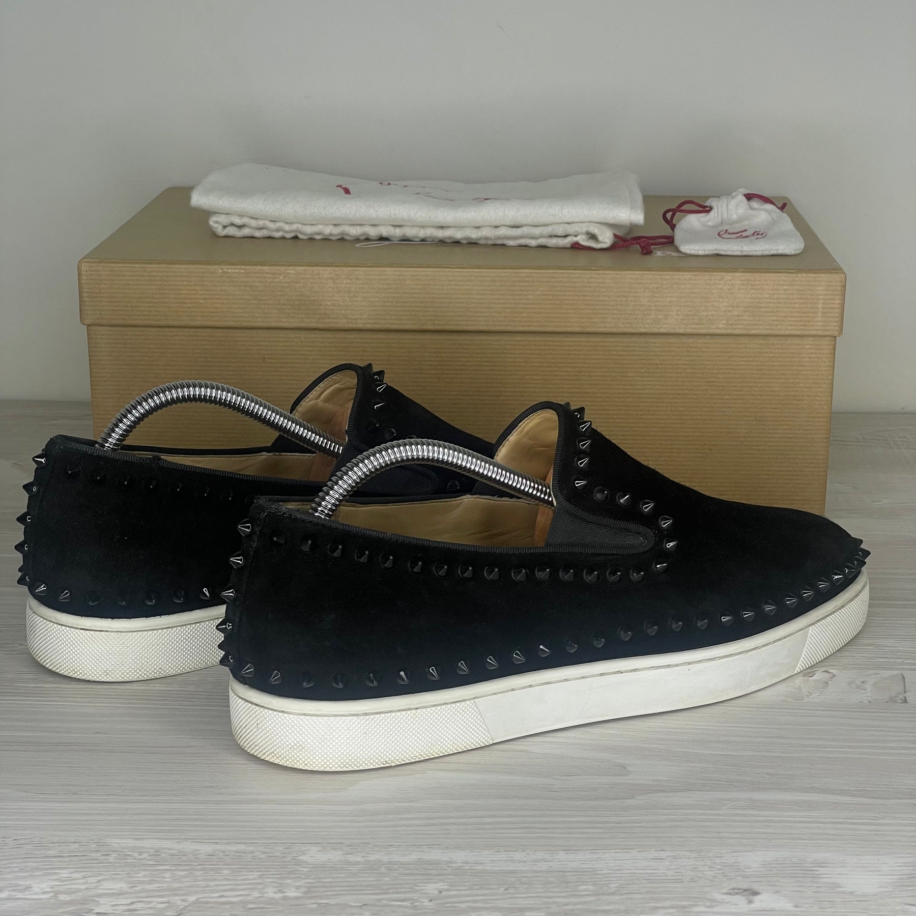 Christian Louboutin Sneakers, Herre Pik Boat 'Sort Ruskind (43)