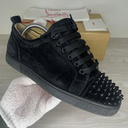 Christian Louboutin Sneakers, 'Black Suede' Junior Spikes (40.5)