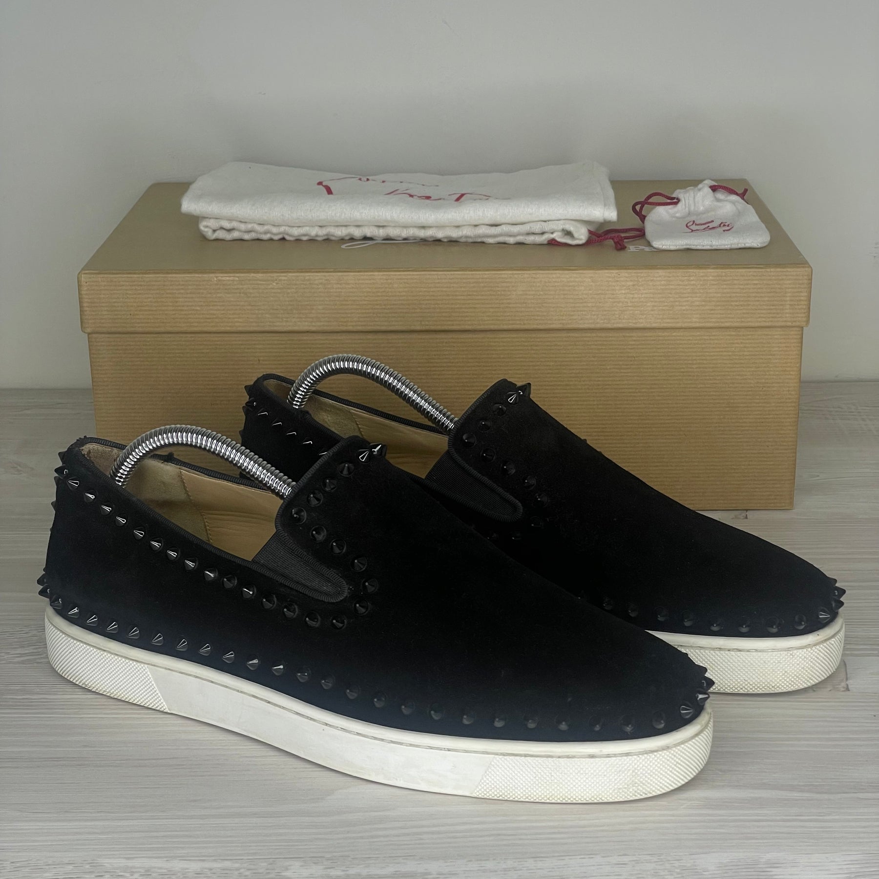 Christian Louboutin Sneakers, Herre Pik Boat 'Sort Ruskind (43)
