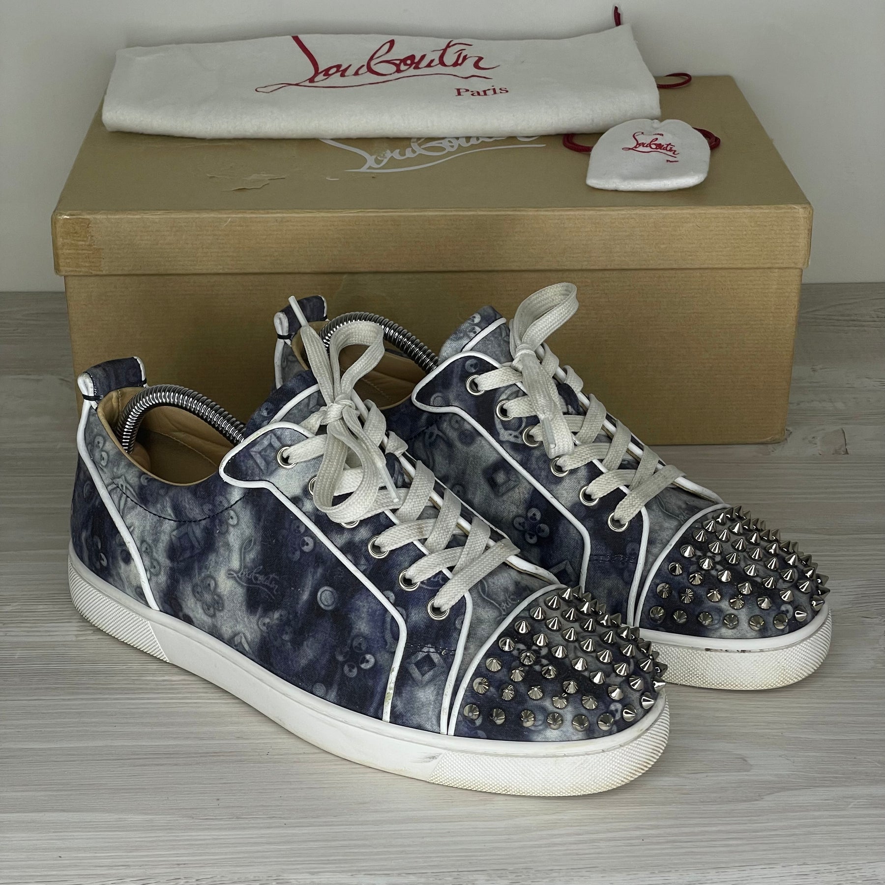 Christian Louboutin Sneakers, 'Multi Silver' Junior Spikes (41)