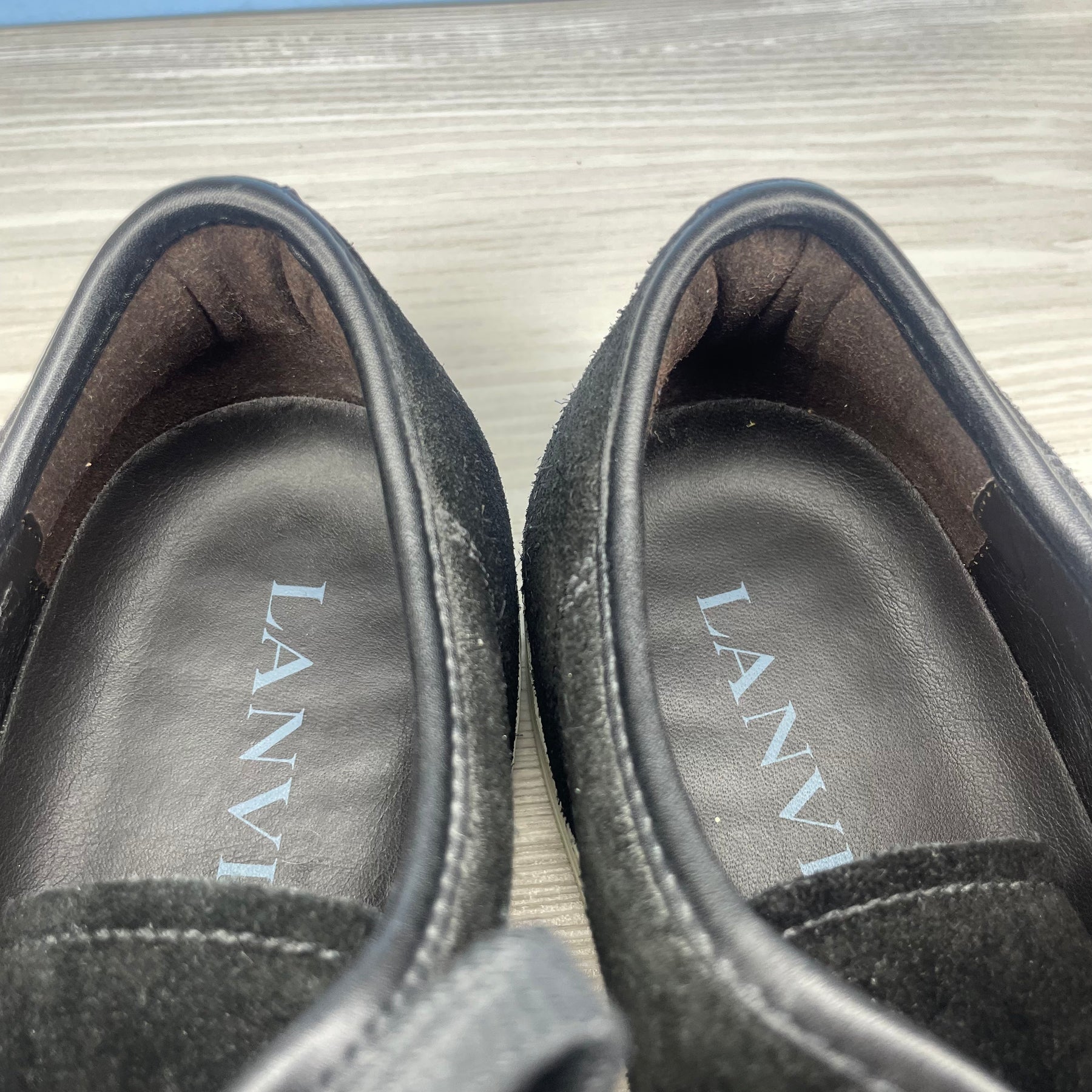 Lanvin Sneakers, 'Black Suede' Lak Toe (42)