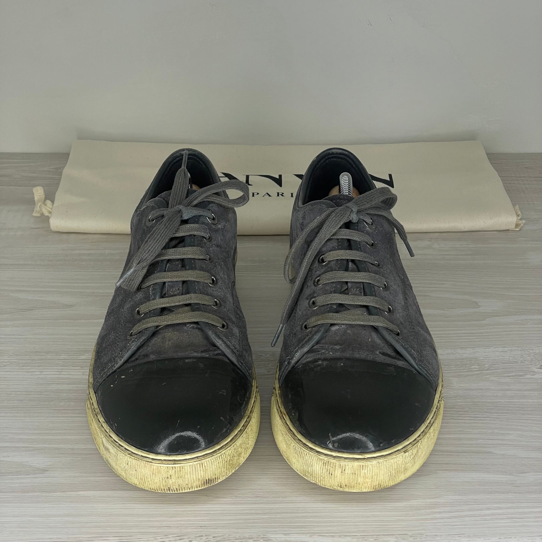 Lanvin Sneakers, 'Grey Suede' Lak Toe (44)