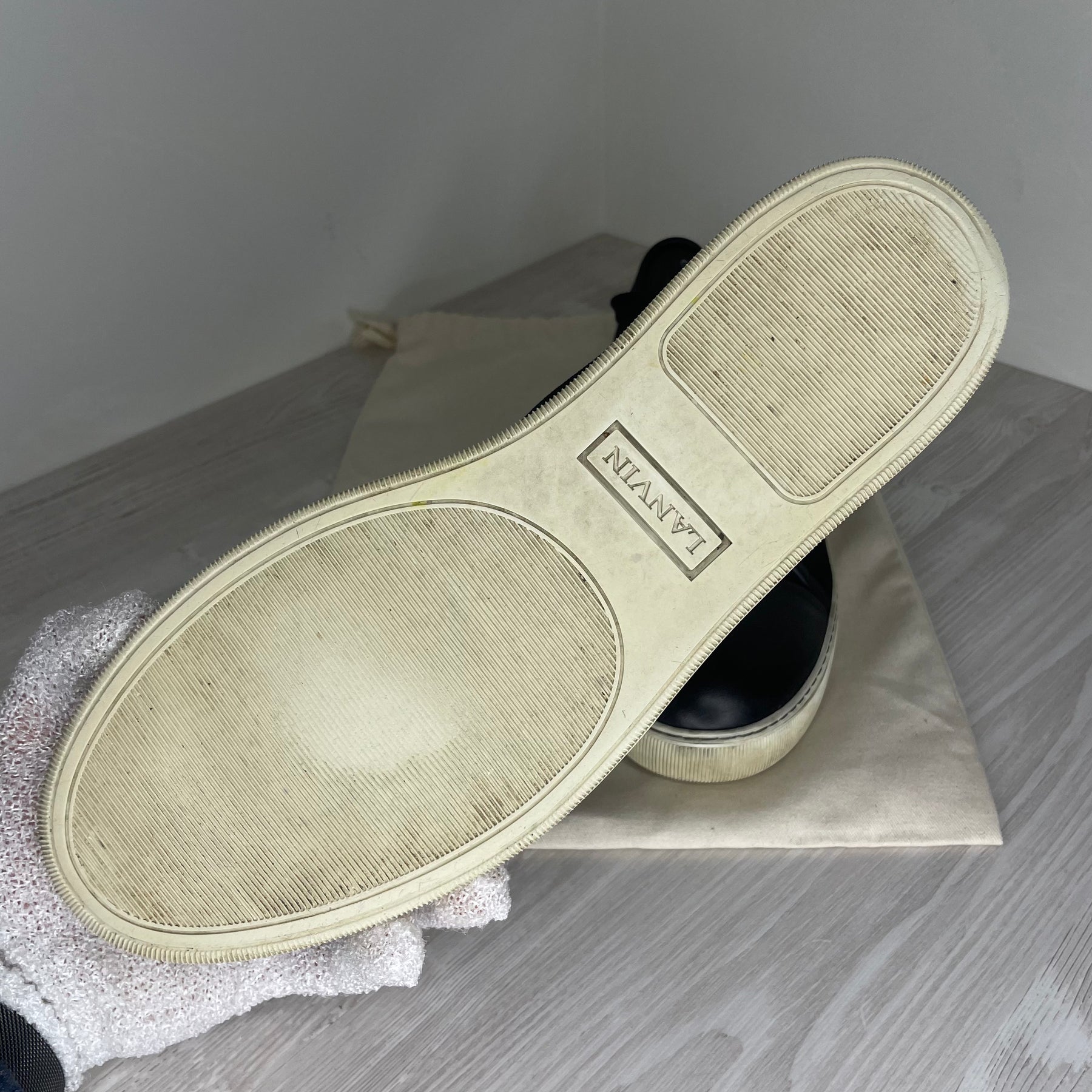 Lanvin Sneakers, Black Suede 'Mat Toe' (45)