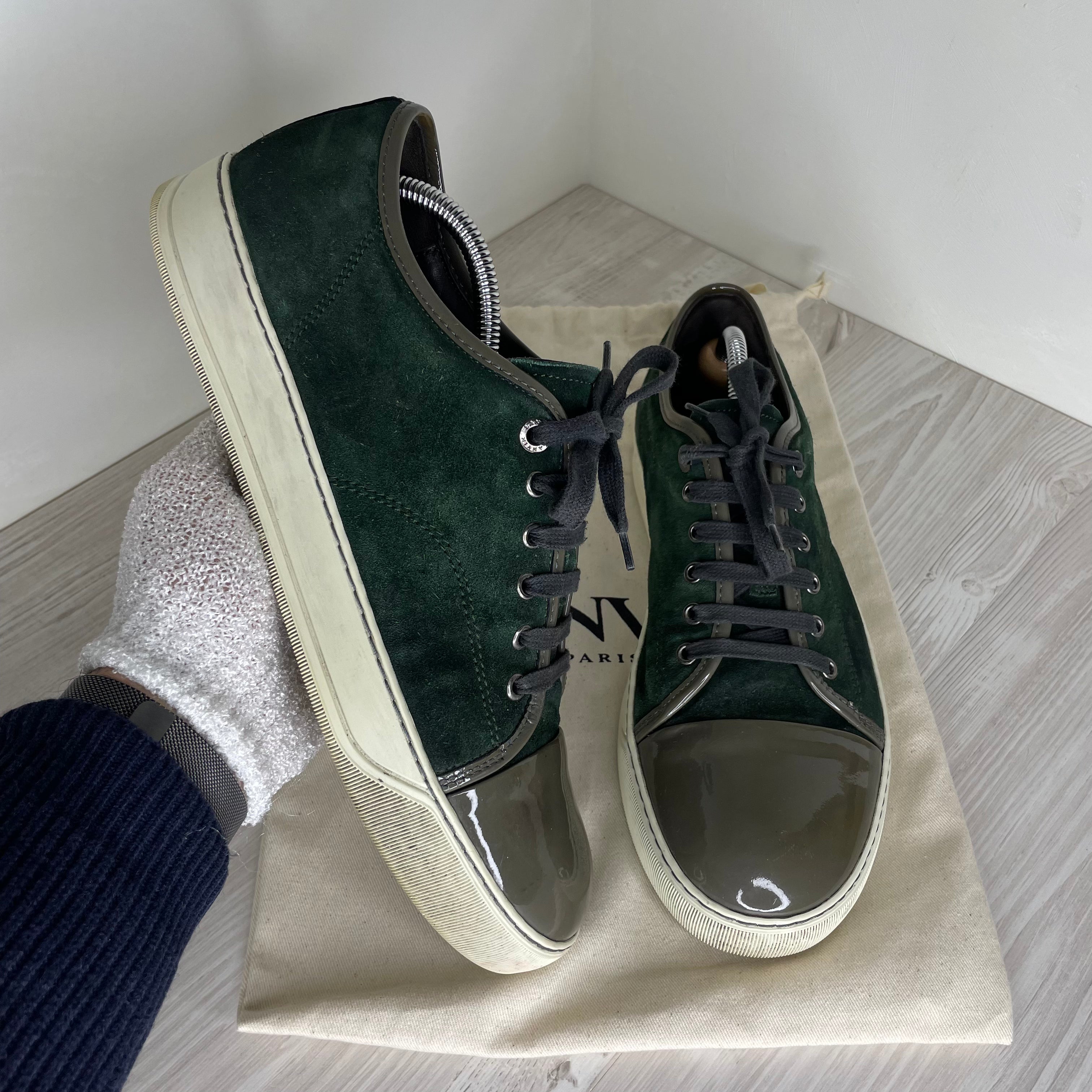 Lanvin Sneakers, Green Suede 'Lak Toe (43)