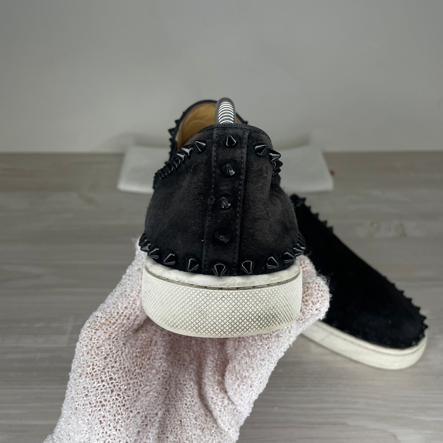 Christian Louboutin, 'Black Suede' Pik Boat (42)