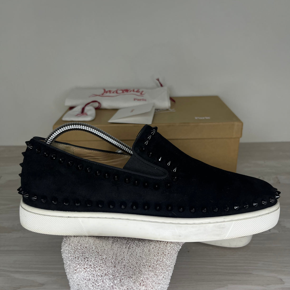 Christian Louboutin Sneakers, ‘Black Suede’ Pik Boat (41)