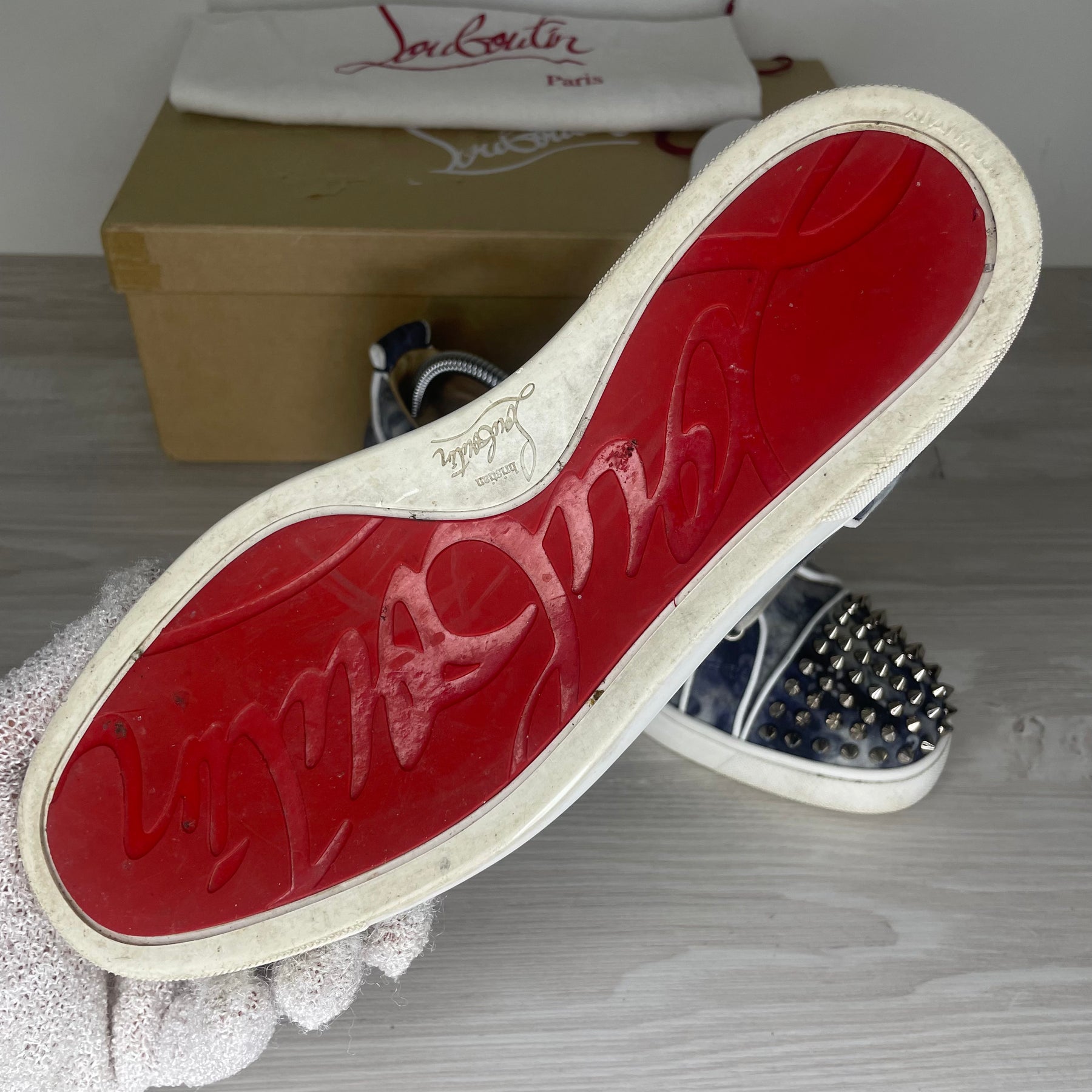 Christian Louboutin Sneakers, 'Multi Silver' Junior Spikes (41)