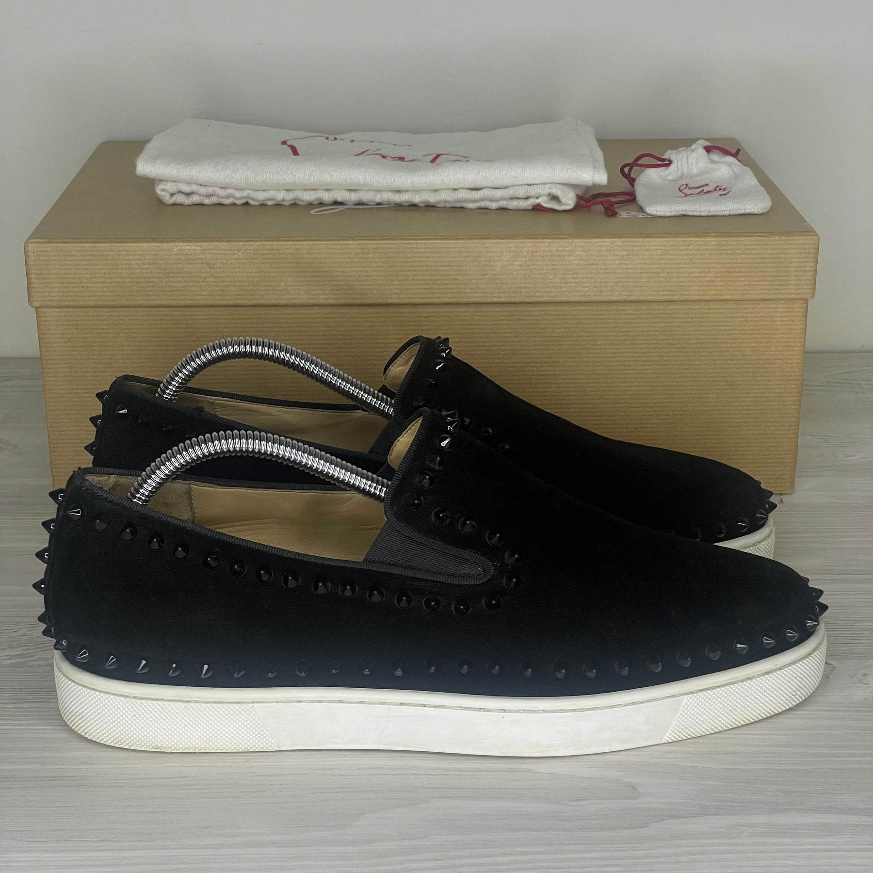 Christian Louboutin Sneakers, Herre Pik Boat 'Sort Ruskind (43)