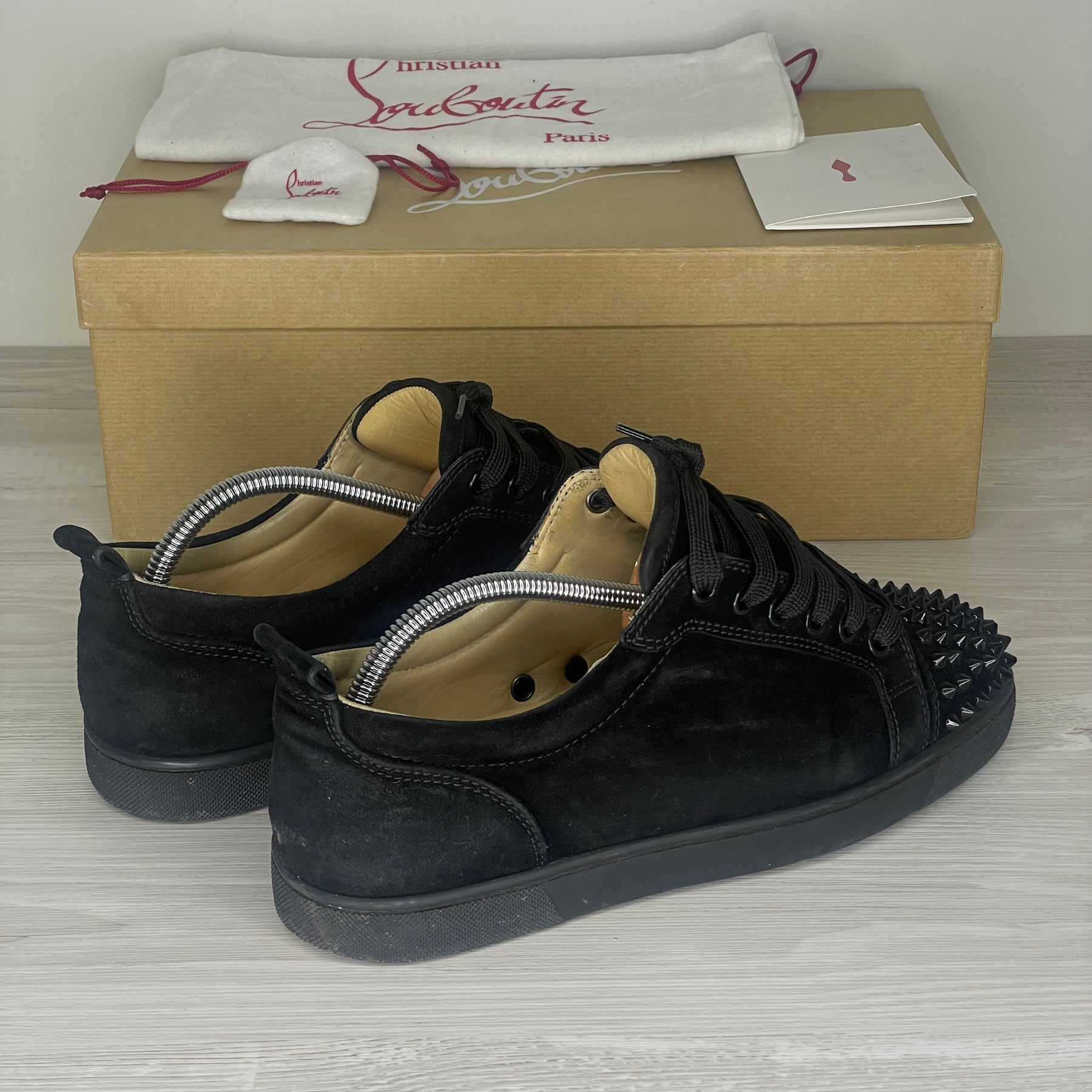Christian Louboutin Sneakers, 'Black Suede' Junior Spikes (40.5)