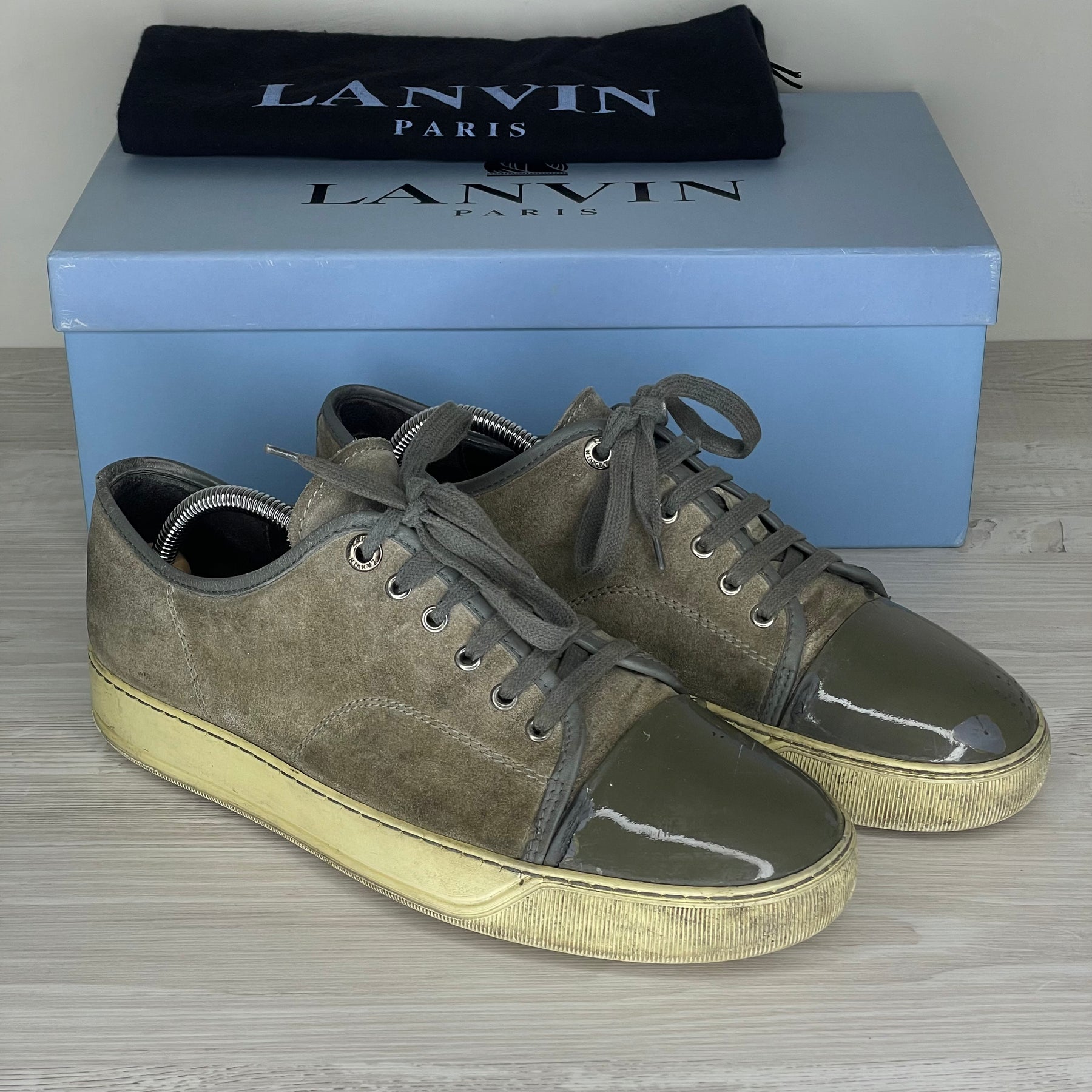 Lanvin Sneakers, 'Grey Suede' Lak Toe (41)