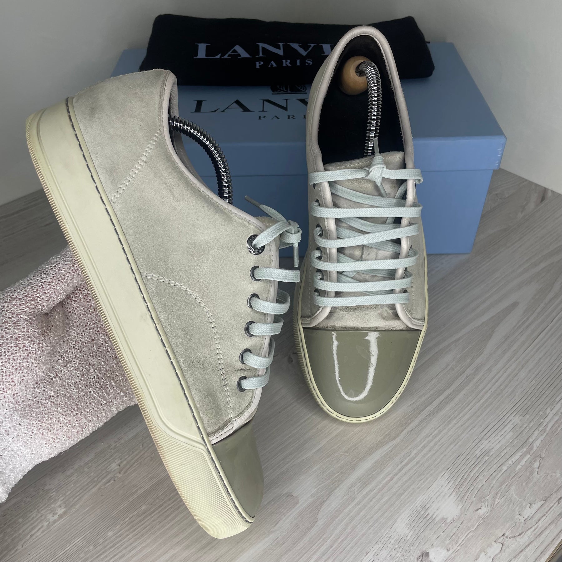 Lanvin Sneakers, Herre 'Lyse Grå' Lak Toe (40)