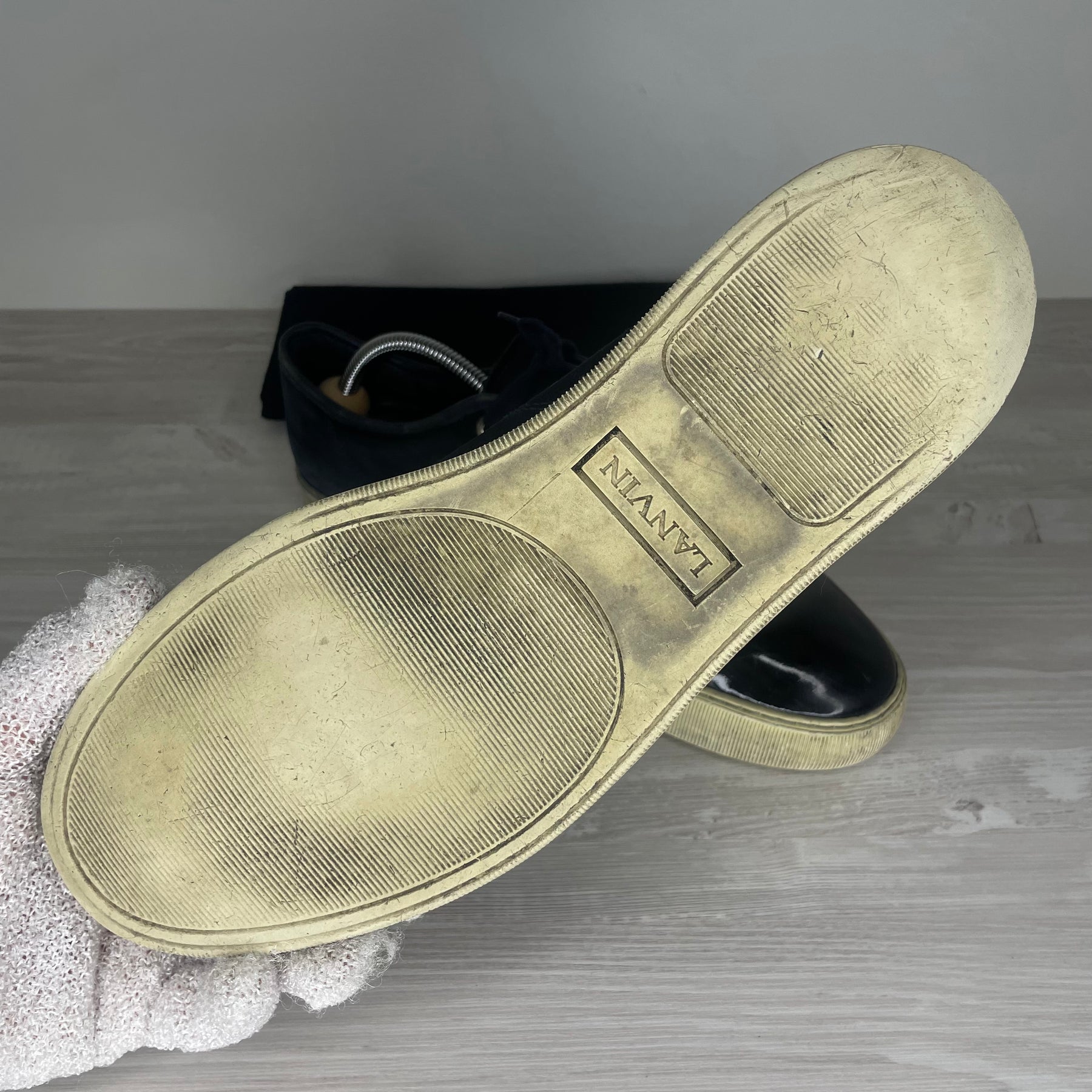 Lanvin Sneakers, 'Navy Suede' Lak Toe (42)