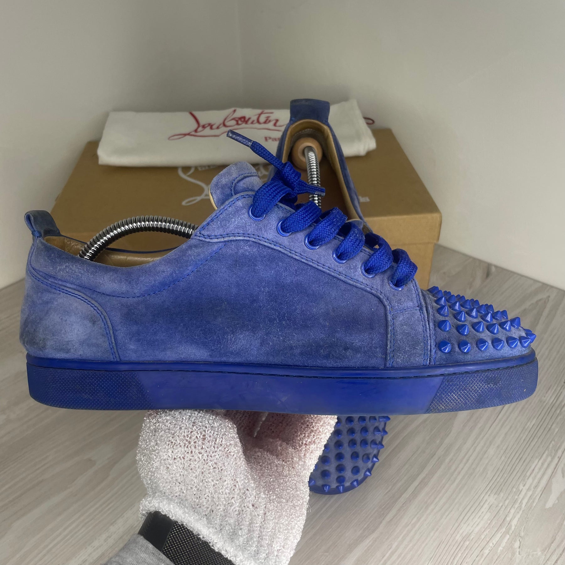 Christian Louboutin Sneakers, 'Electric Blue' Junior Spikes (42)