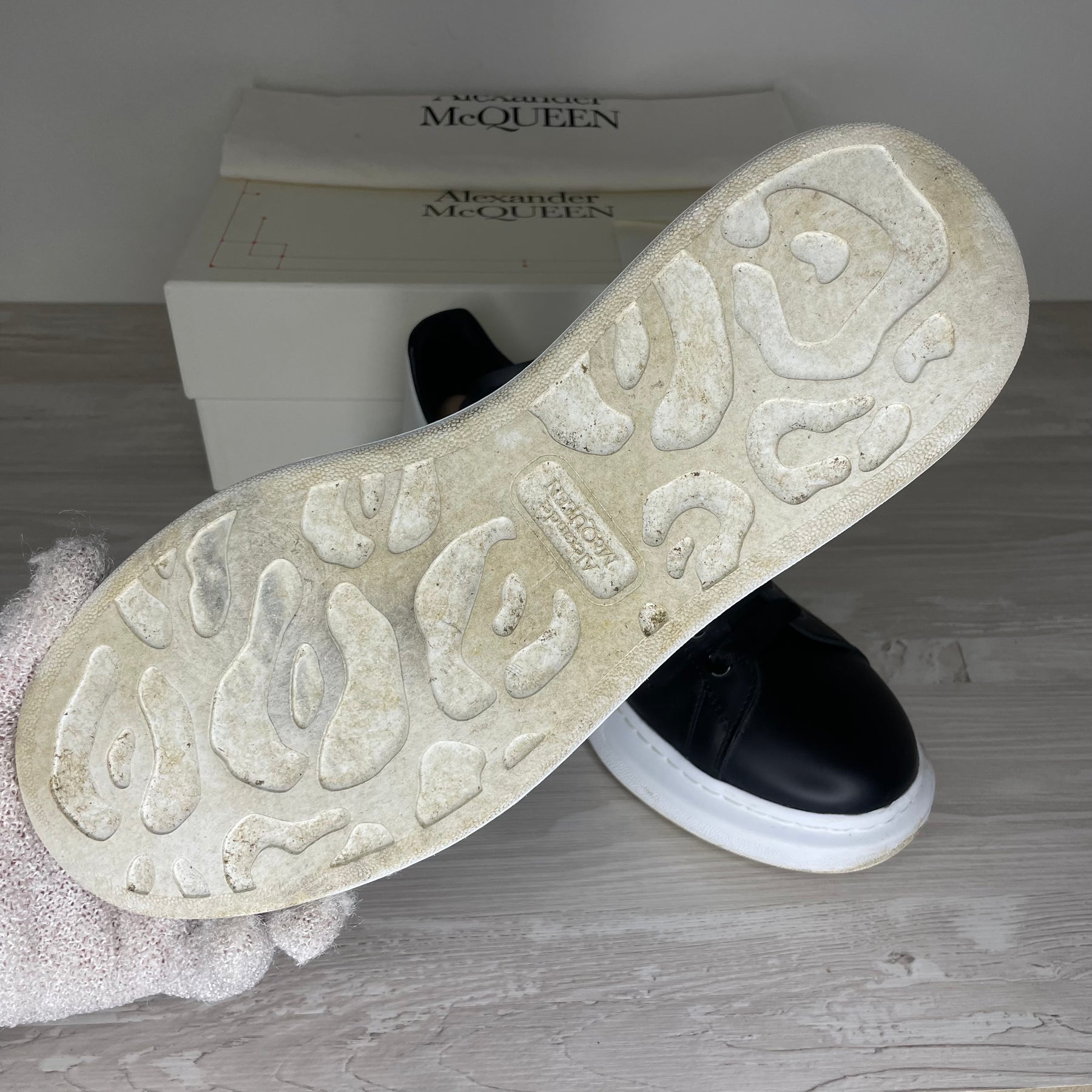Alexander McQueen Sneakers, 'Black Leather' Oversized (46)