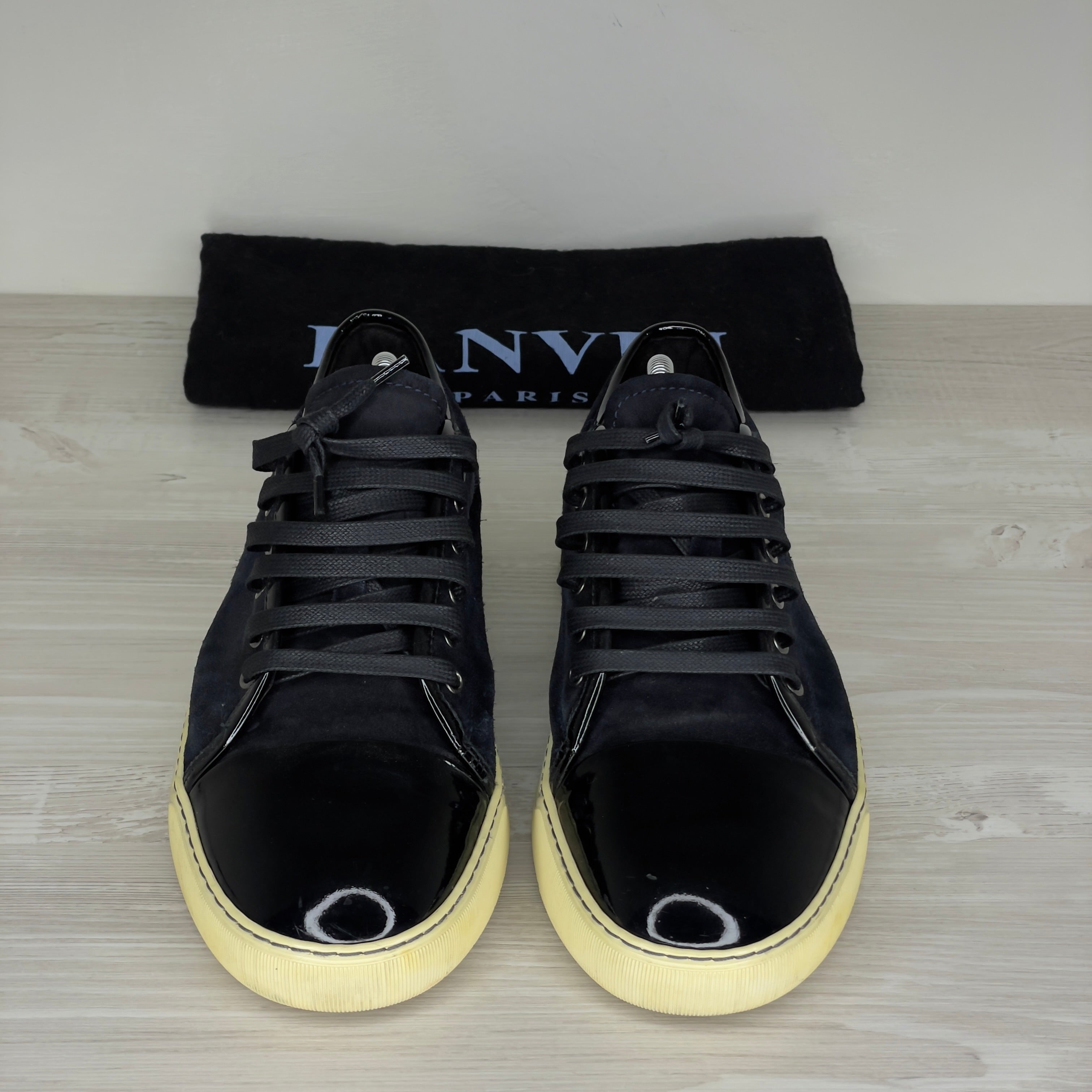 Lanvin Sneakers, 'Black Suede' Lak Toe (39) 🤓