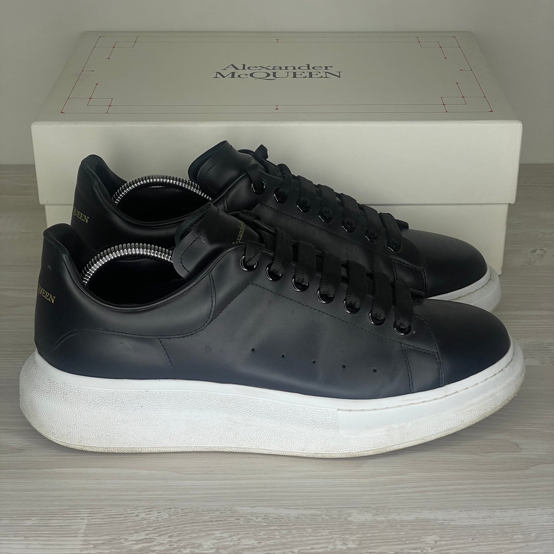 Alexander McQueen Sneakers, Herre 'Black Leather' Oversized  (44.5)
