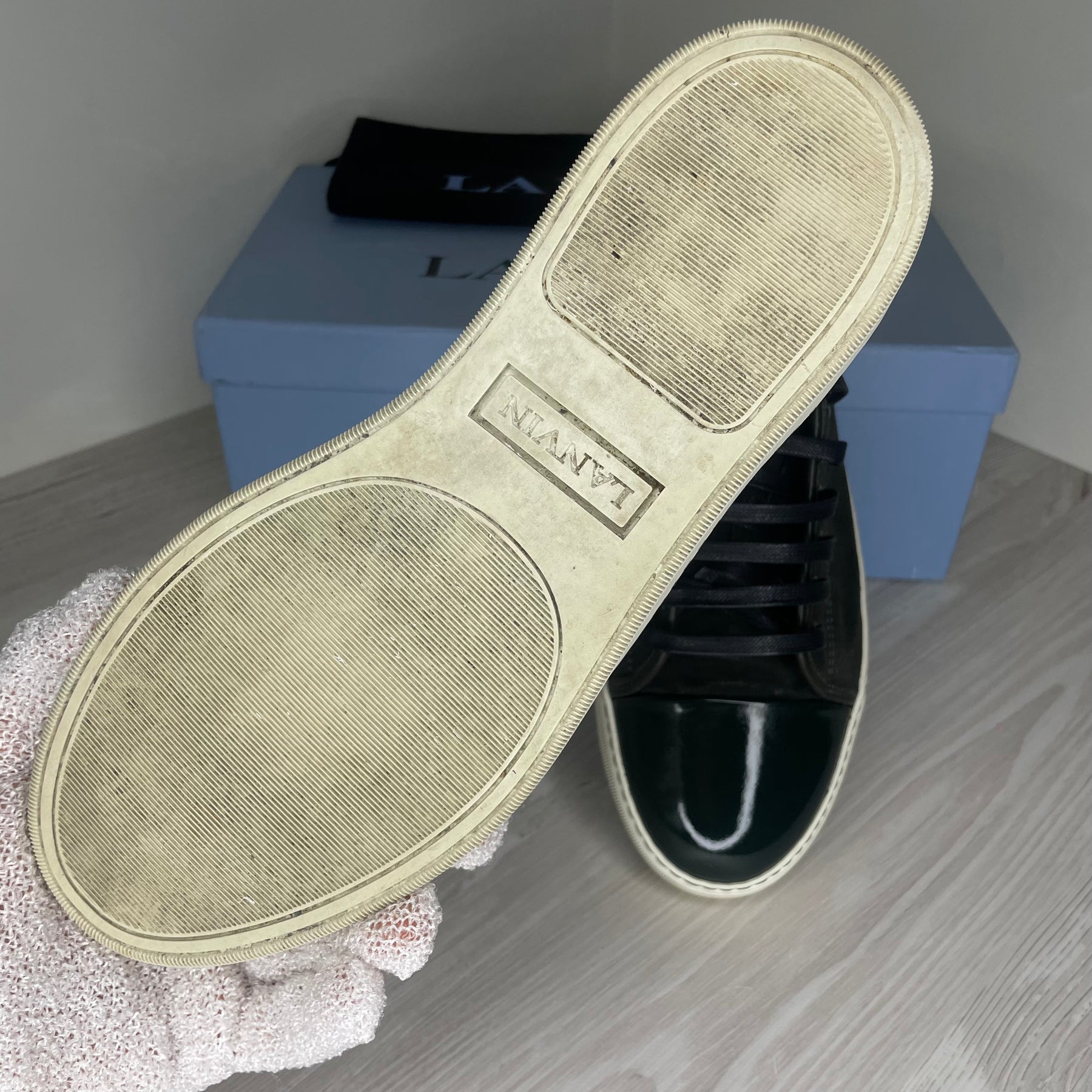 Lanvin Sneakers, Dark Green 'Lak Toe' (40)