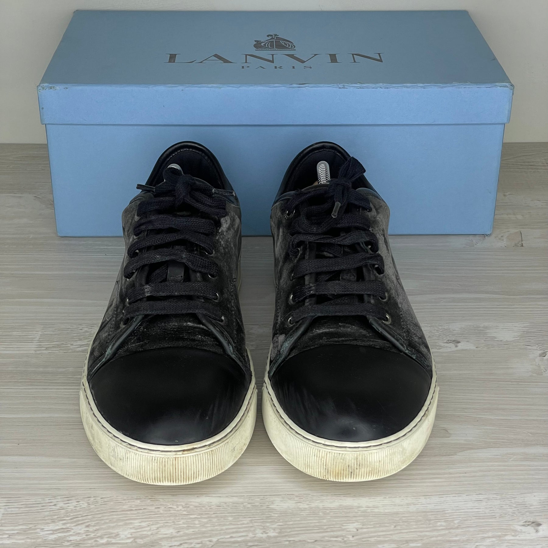 Lanvin Sneakers, 'Black Velour' Mat Toe (44)