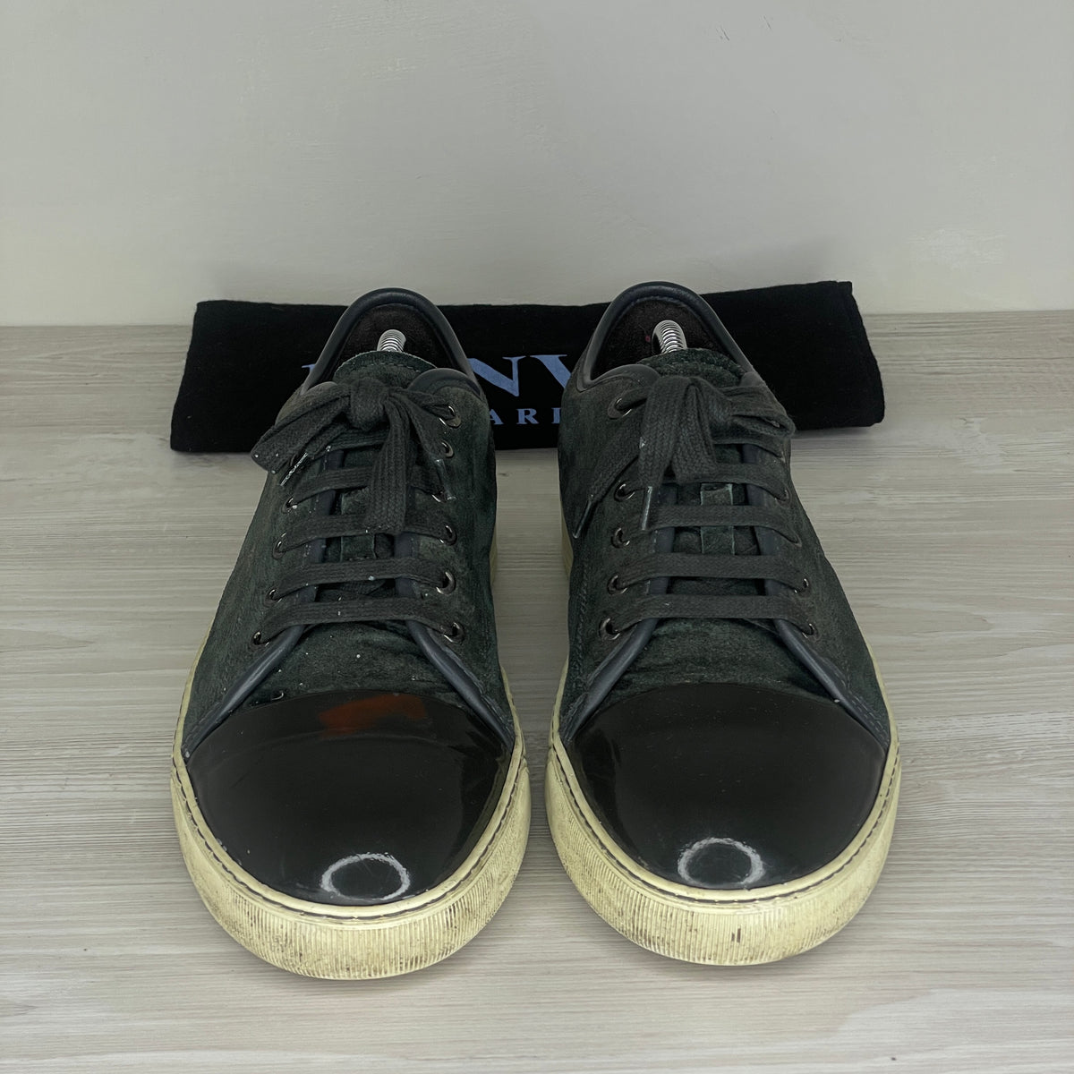 Lanvin Sneakers, 'Green Suede' Lak Toe (41)