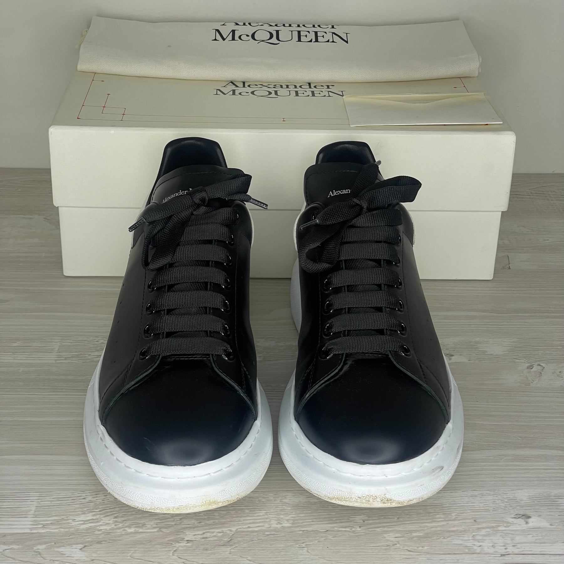 Alexander McQueen Sneakers, 'Black Leather' Oversized (46)