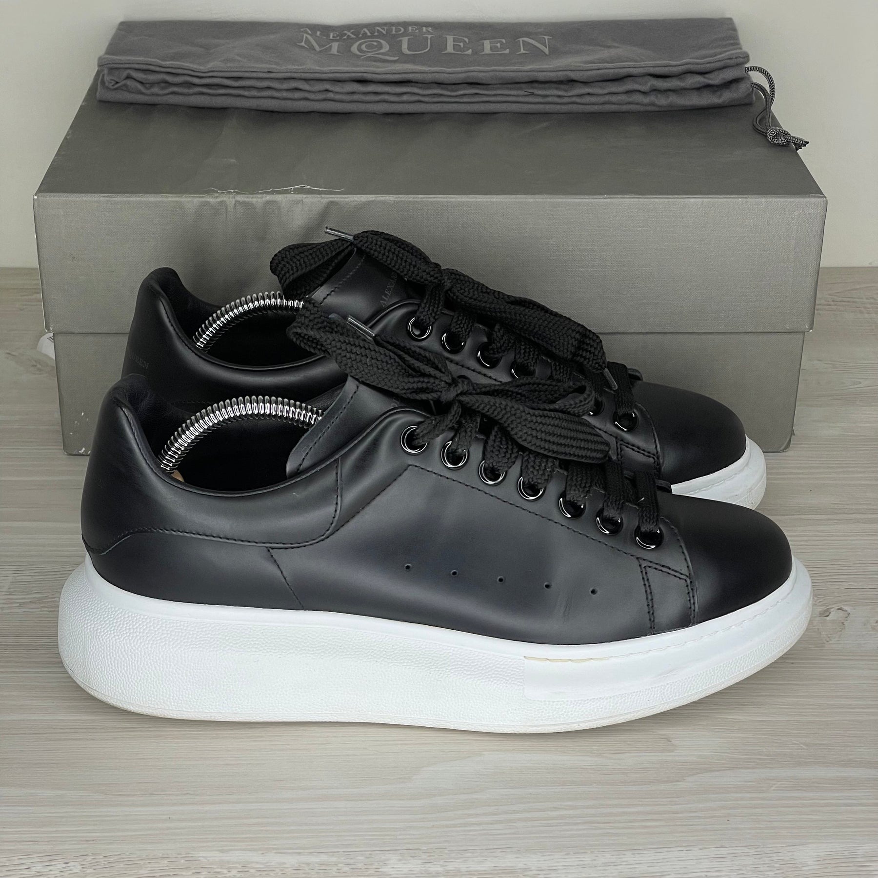 Alexander McQueen Sneakers, 'Black Leather' Oversized  (41)