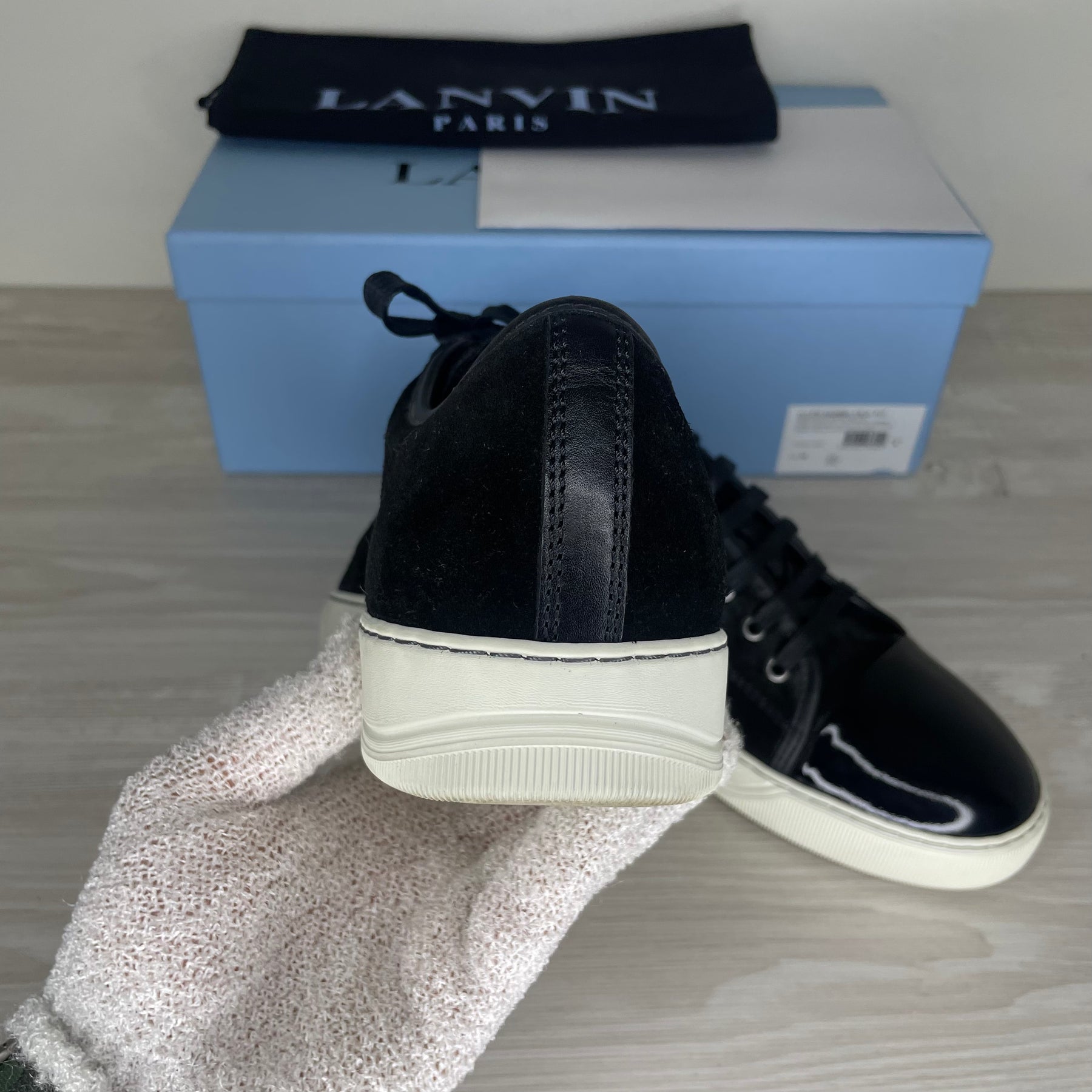 Lanvin Sneakers, 'Black Suede' Lak Toe (42)