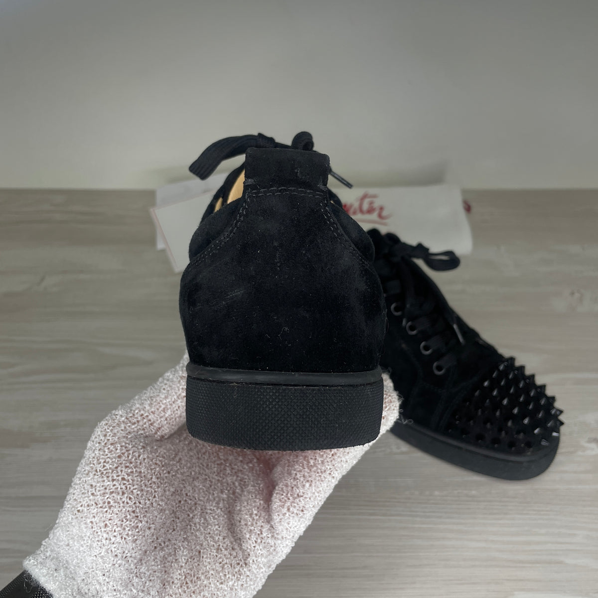 Christian Louboutin Sneakers, 'Black Suede' Junior Spikes (42)