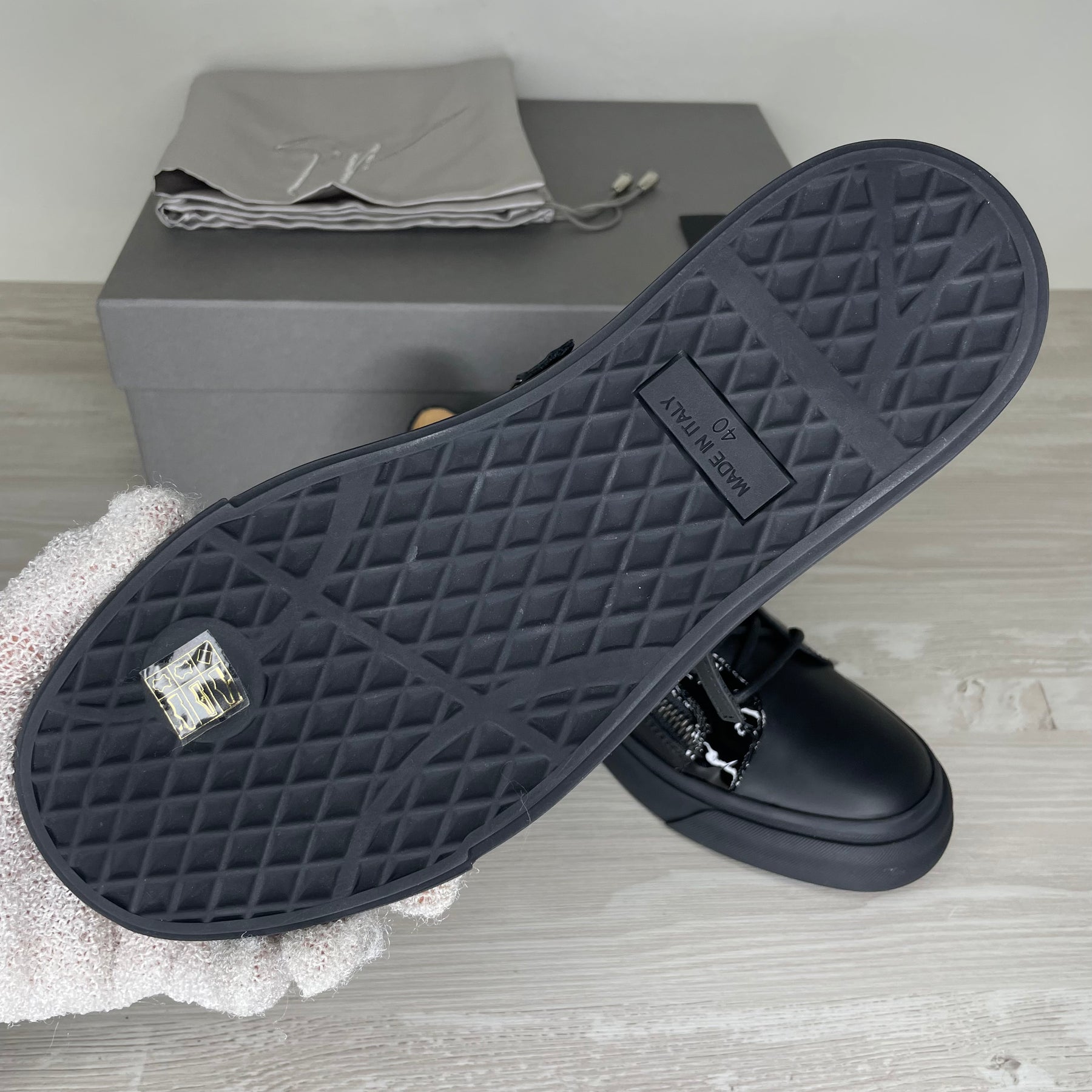 Giuseppe Zanotti, 'Black Leather' Frankie (40)