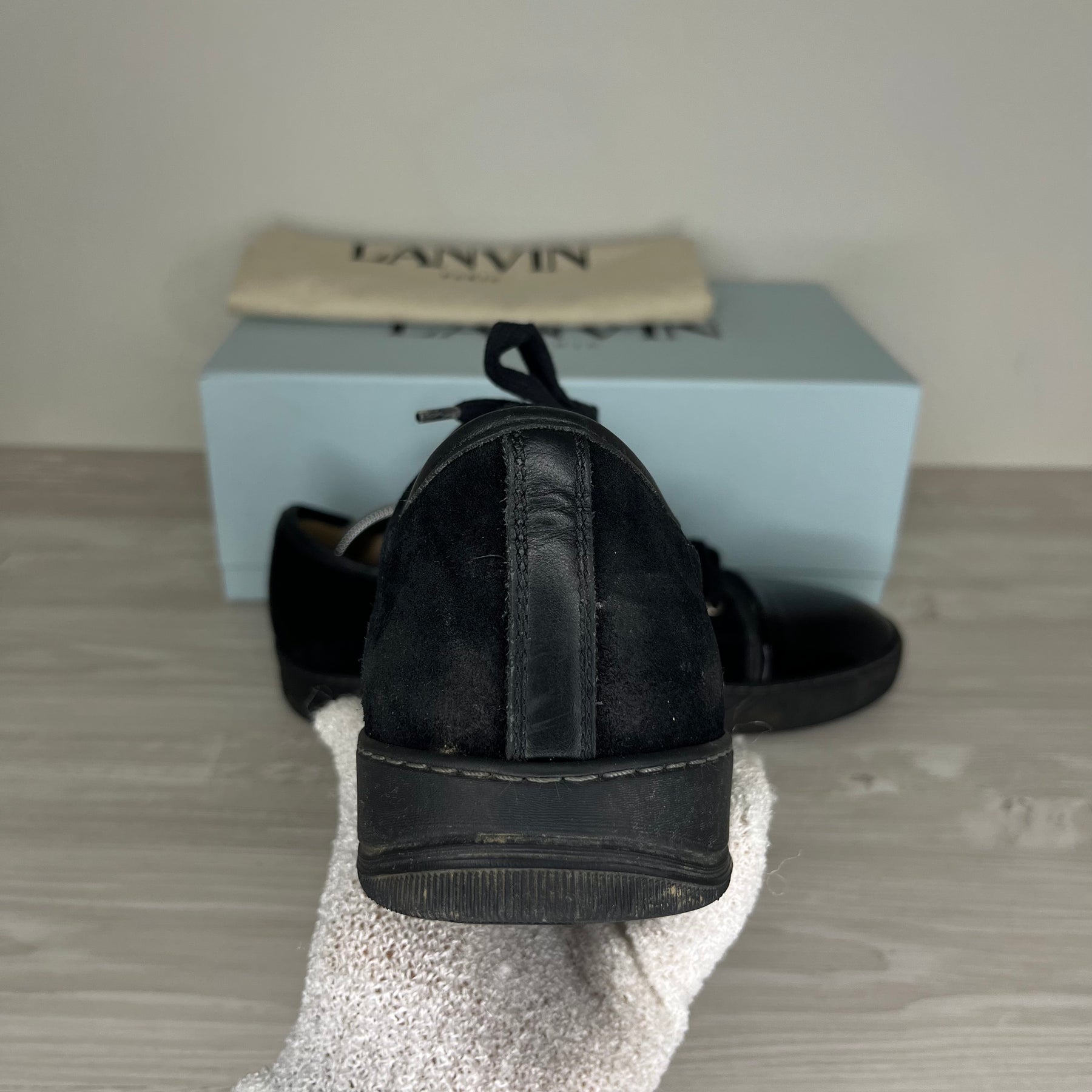 Lanvin Sneakers, 'All Black Suede' Lak Toe (43)