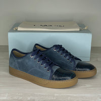 Lanvin Sneakers, Blue Suede Lak Toe (40)