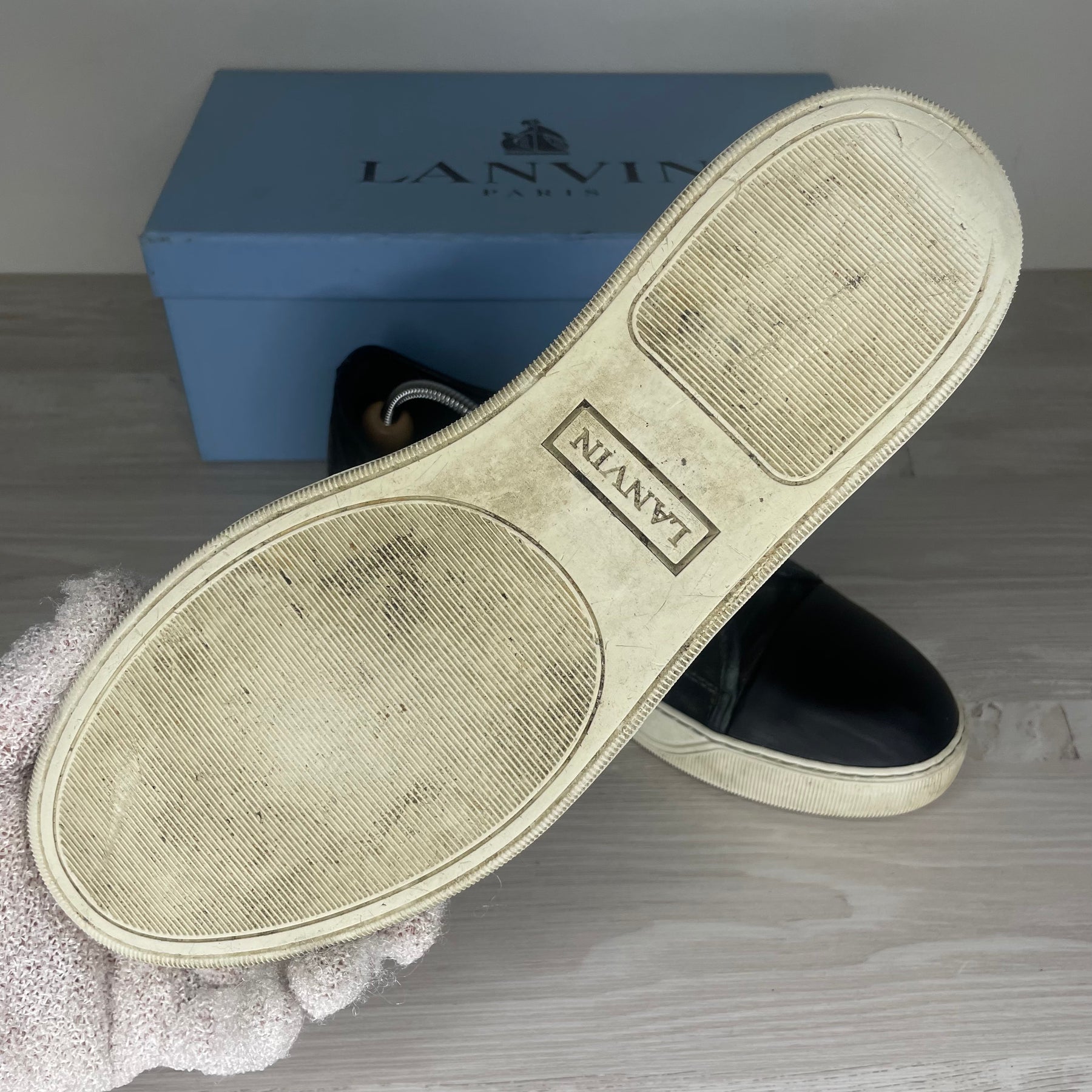 Lanvin Sneakers, 'Black Velour' Mat Toe (44)