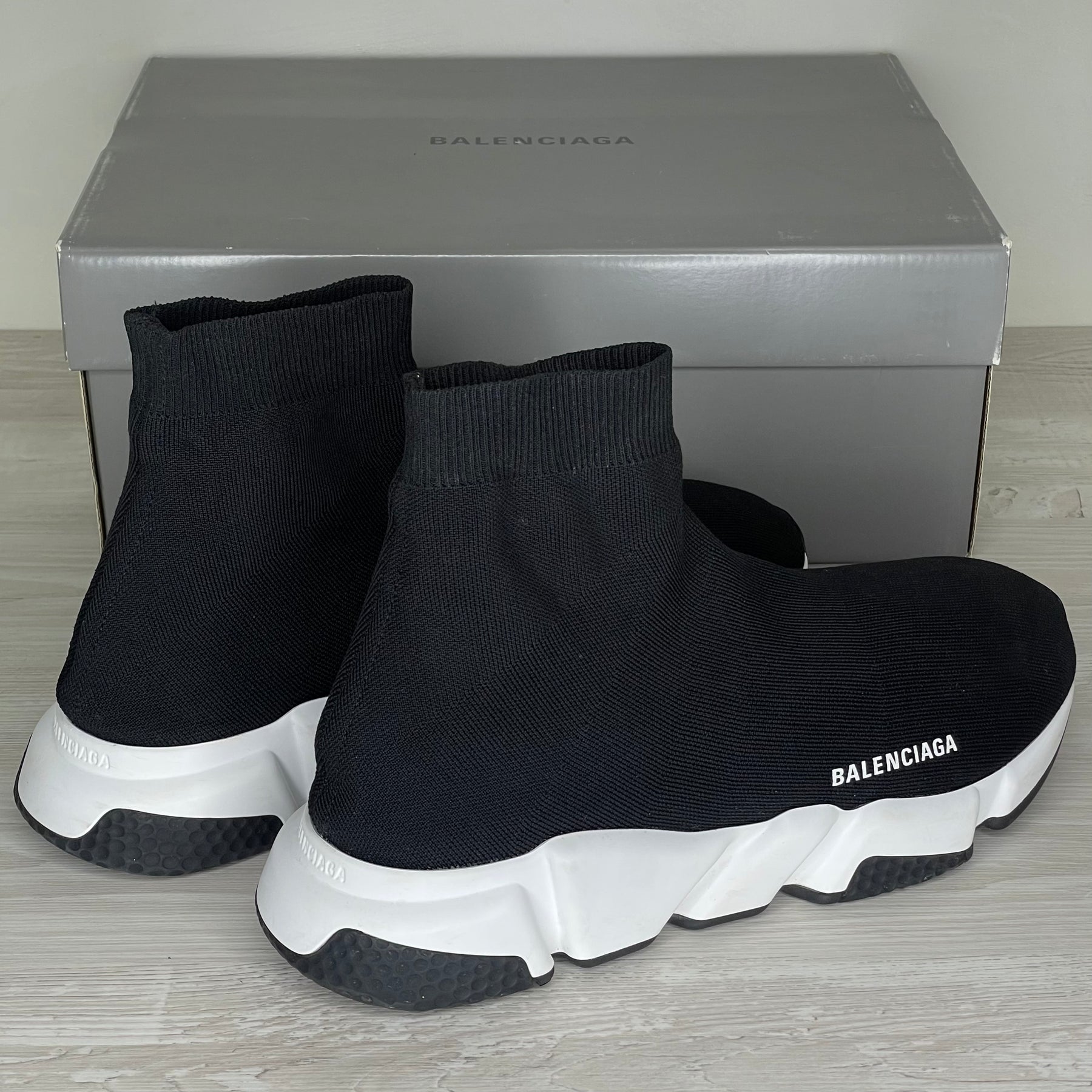 Balenciaga Sneakers, 'Black/White' Speed Trainers (44)