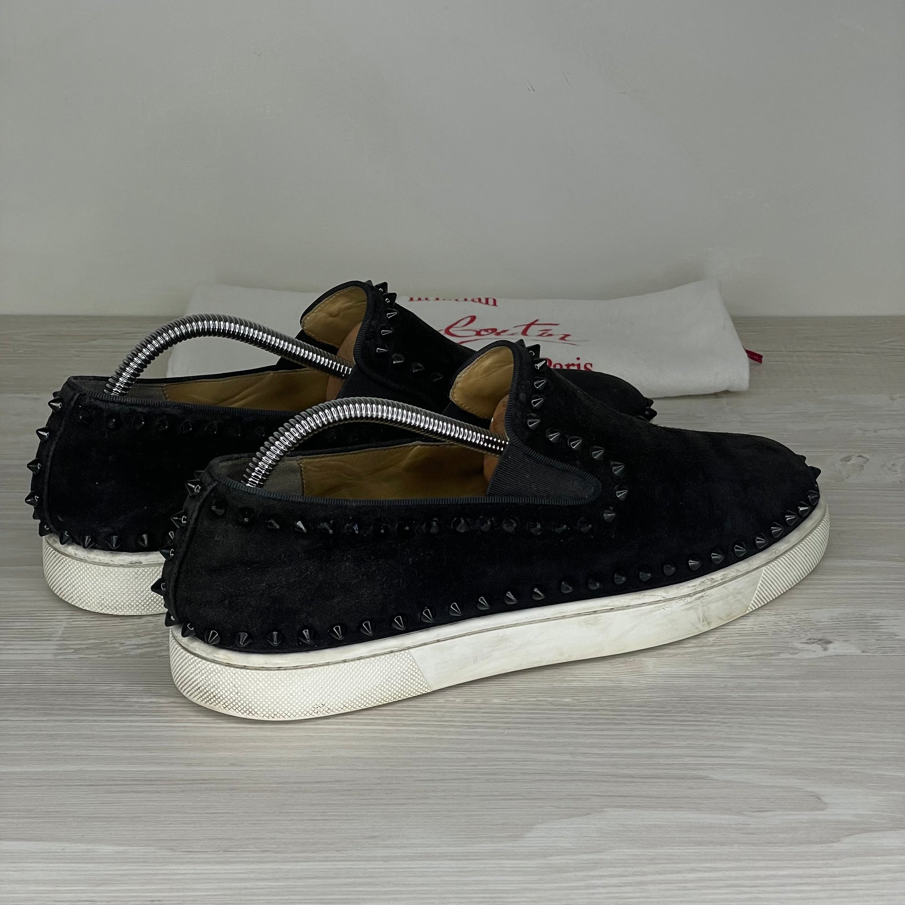 Christian Louboutin, 'Black Suede' Pik Boat (42)