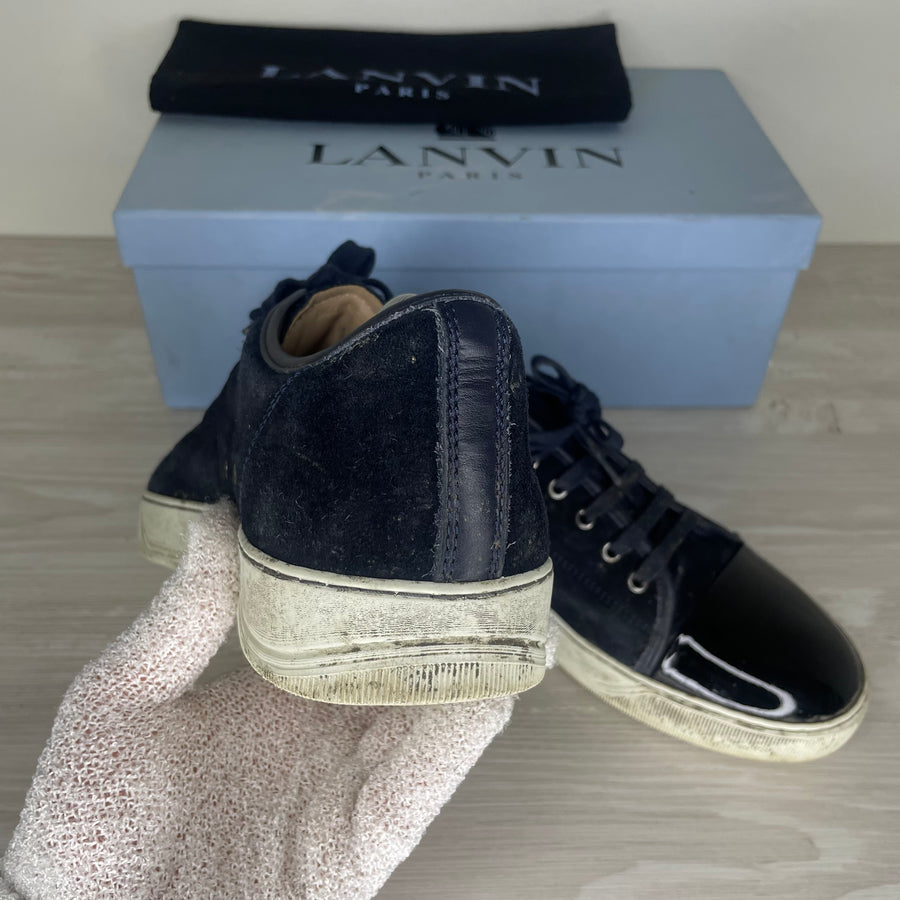 (RESERVERET) Lanvin Sneakers, 'Navy Suede' Lak Toe (43)