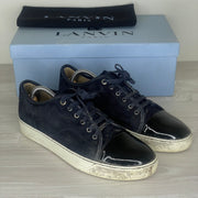 (RESERVERET) Lanvin Sneakers, 'Navy Suede' Lak Toe (43)