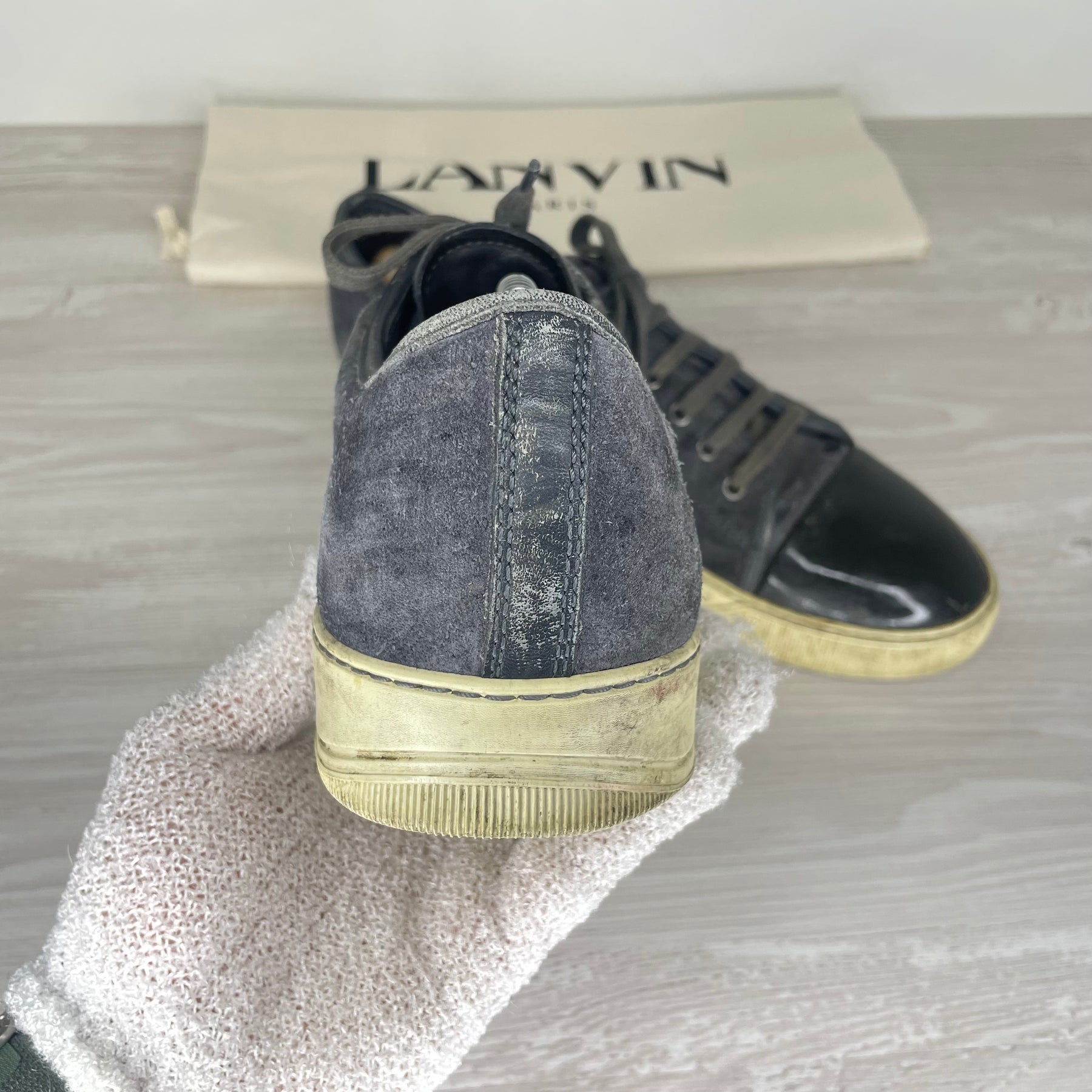Lanvin Sneakers, 'Grey Suede' Lak Toe (44)
