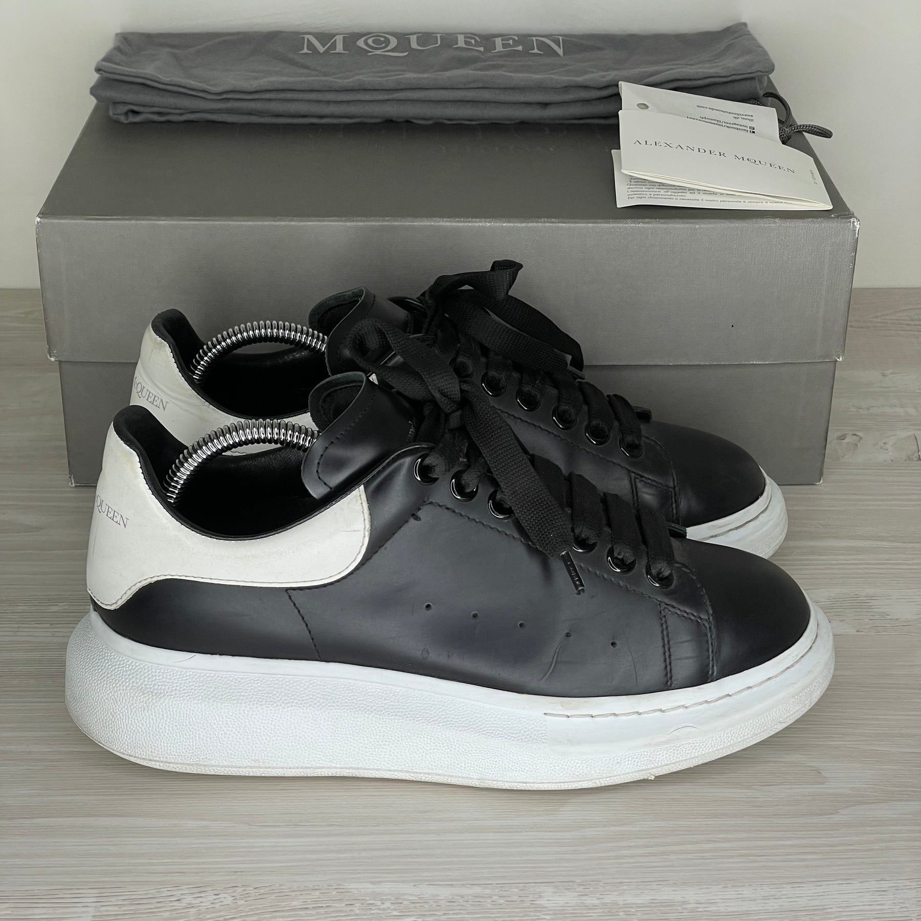 Alexander McQueen Sneakers, 'Black Leather' Oversized (40)