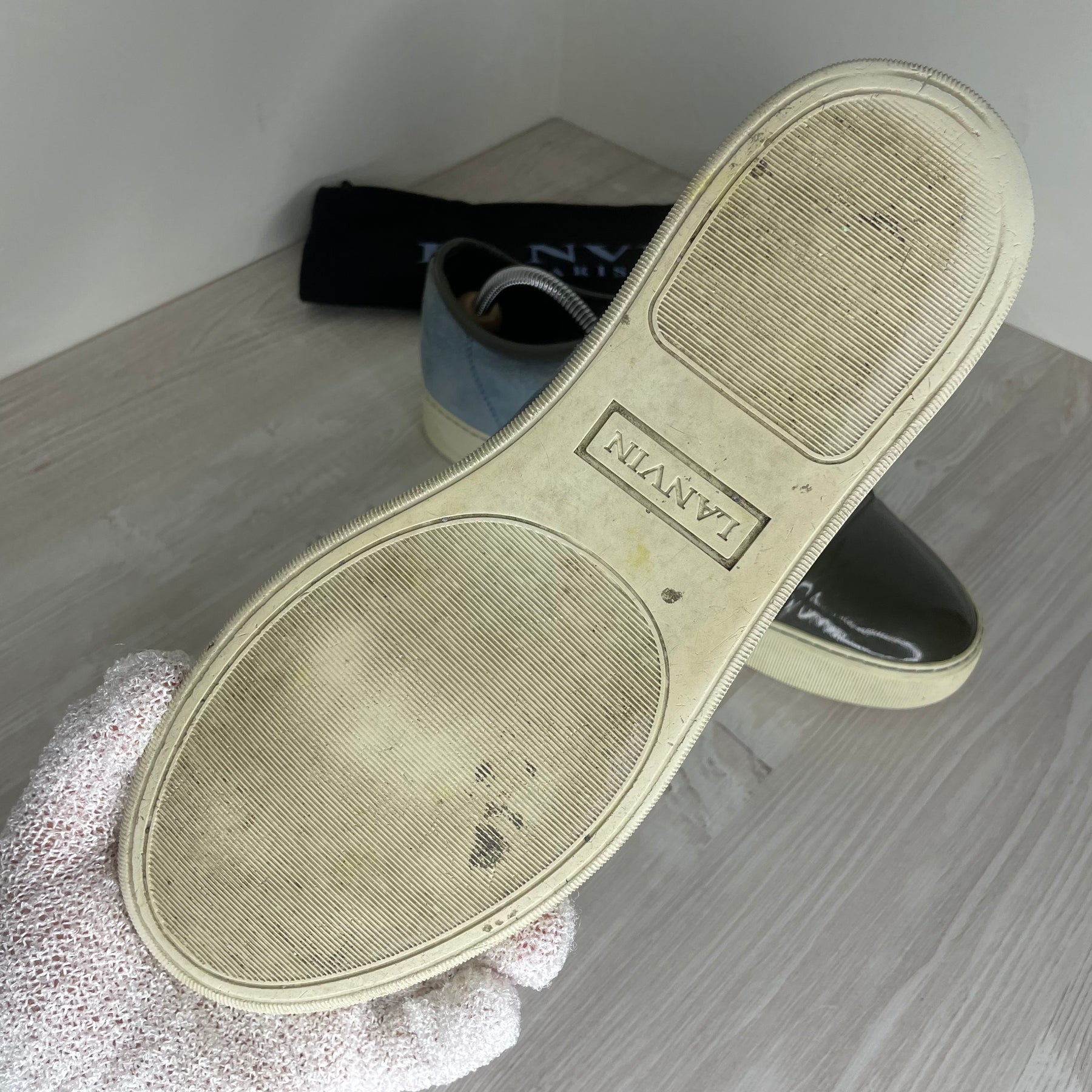 Lanvin Sneakers, Blue Suede 'Lak Toe' (41)
