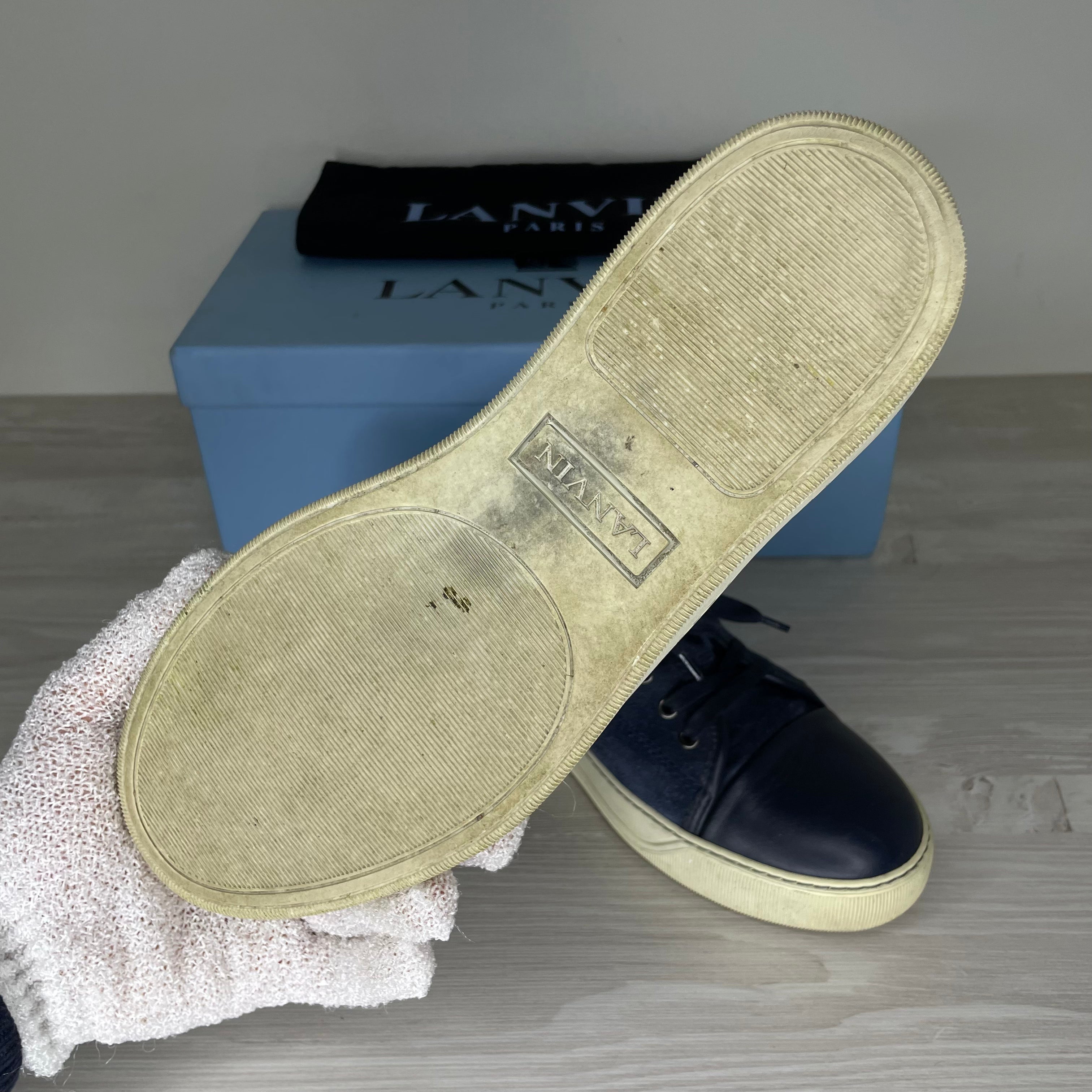 Lanvin Sneakers, Dark Blue Suede 'Mat Toe' (40)