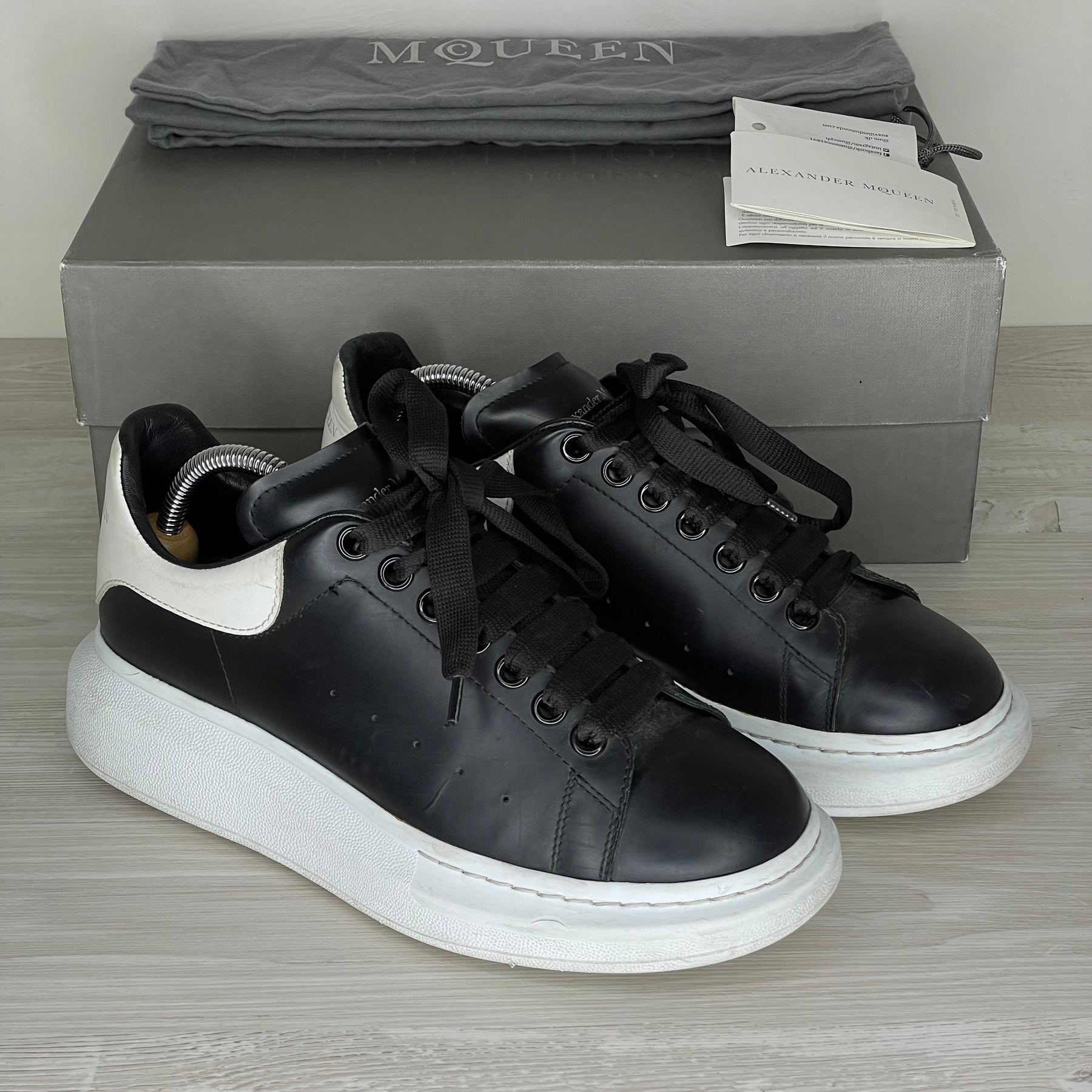 Alexander McQueen Sneakers, 'Black Leather' Oversized (40)