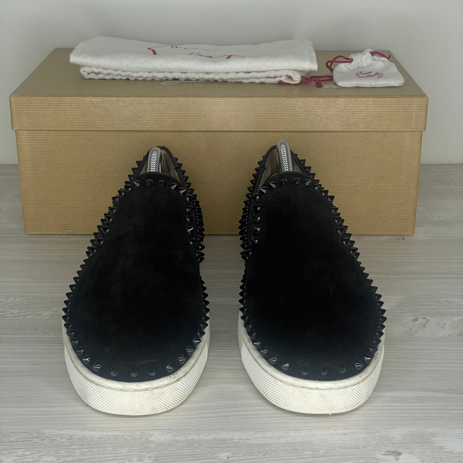 Christian Louboutin Sneakers, Herre Pik Boat 'Sort Ruskind (43)