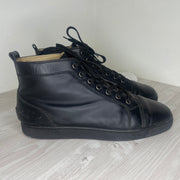 Christian Louboutin Sneakers, 'Black Leather' High-Top (44.5)